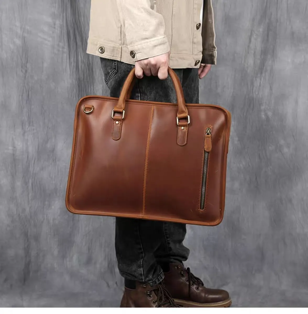 The Hemming Leather Laptop Bag | Vintage Leather Briefcase - Image 10