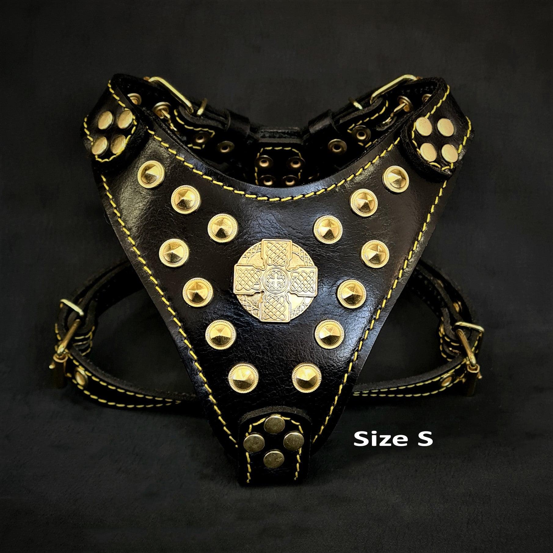 The "Maximus" Dog Harness for Small to Medium Breeds. Black & Gold - Image 2