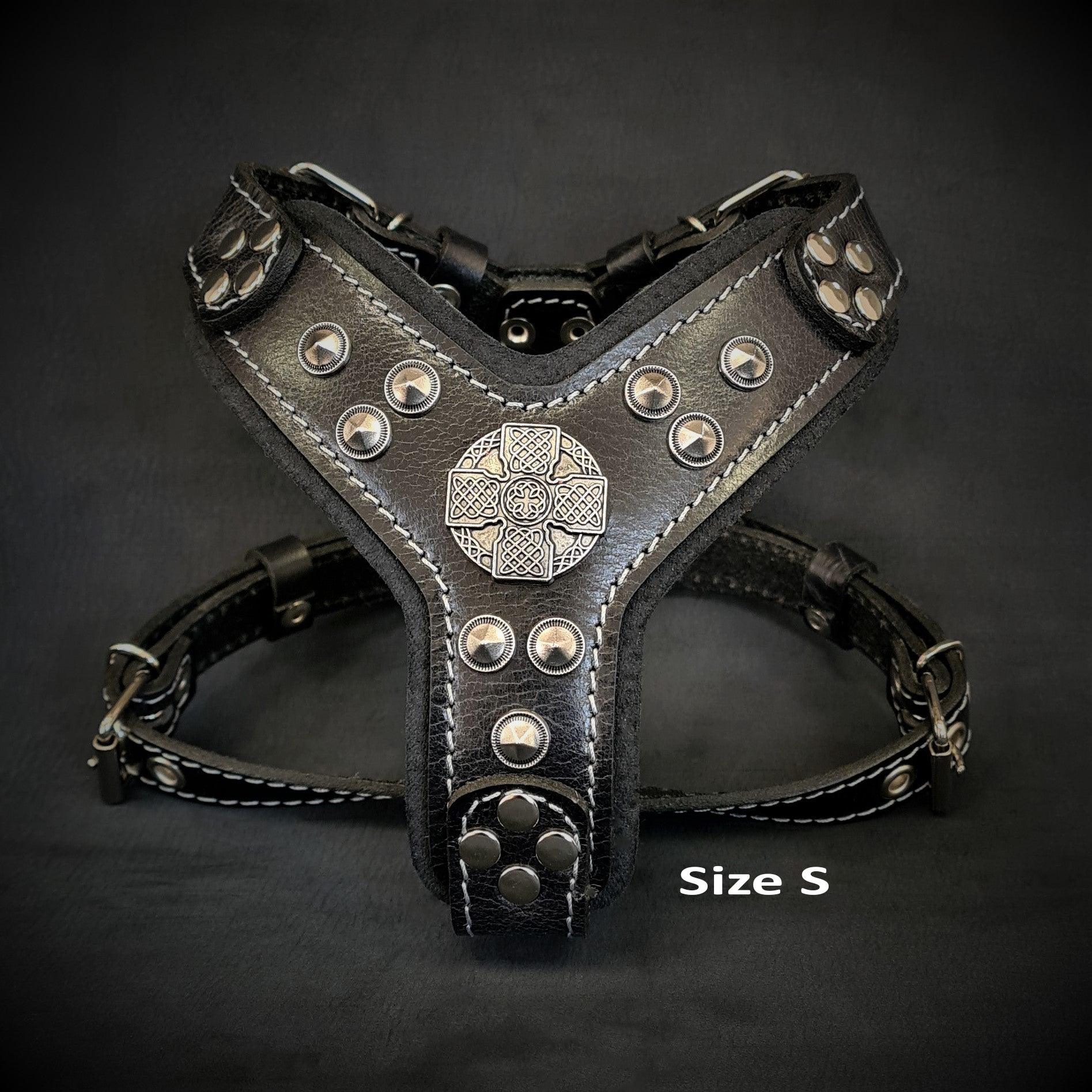 The "Maximus" Dog Harness for Small to Medium Breeds. Black & Silver - Image 2