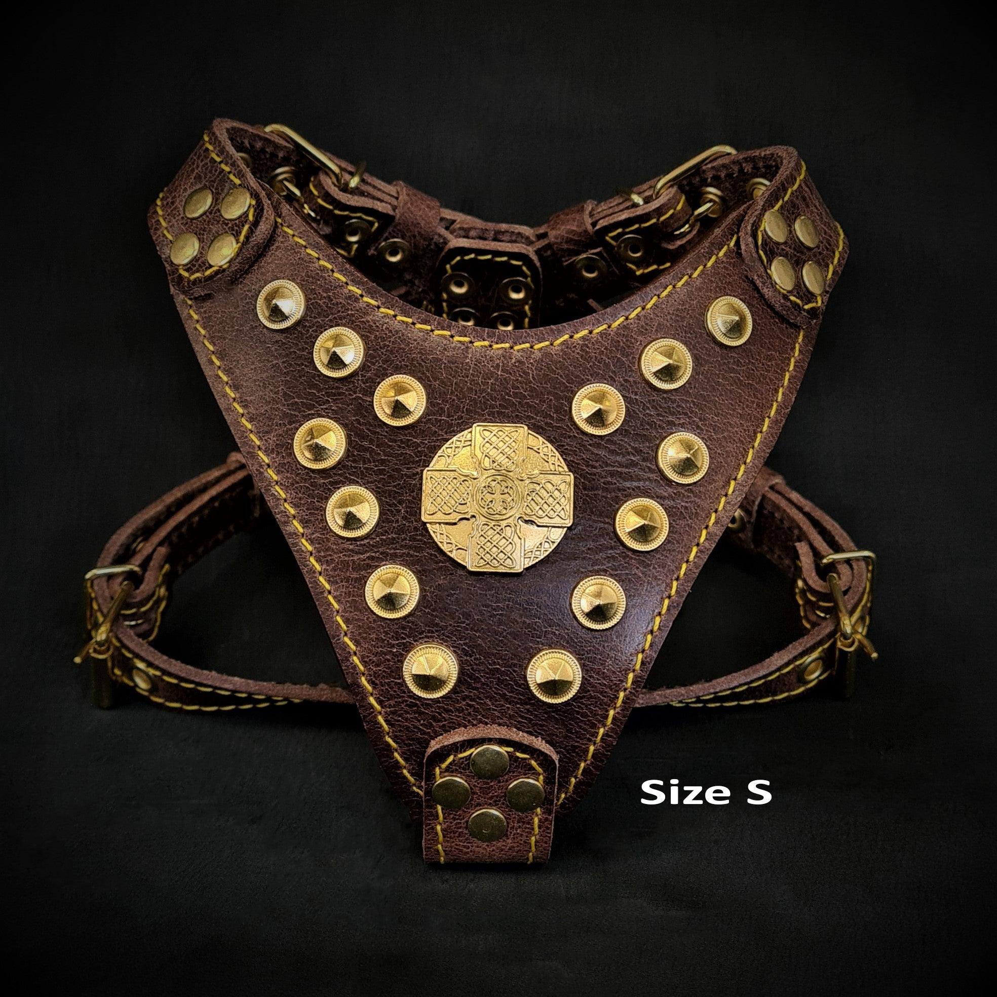 The ''Maximus'' Dog Harness for Small to Medium Breeds. Brown & Gold - Image 2