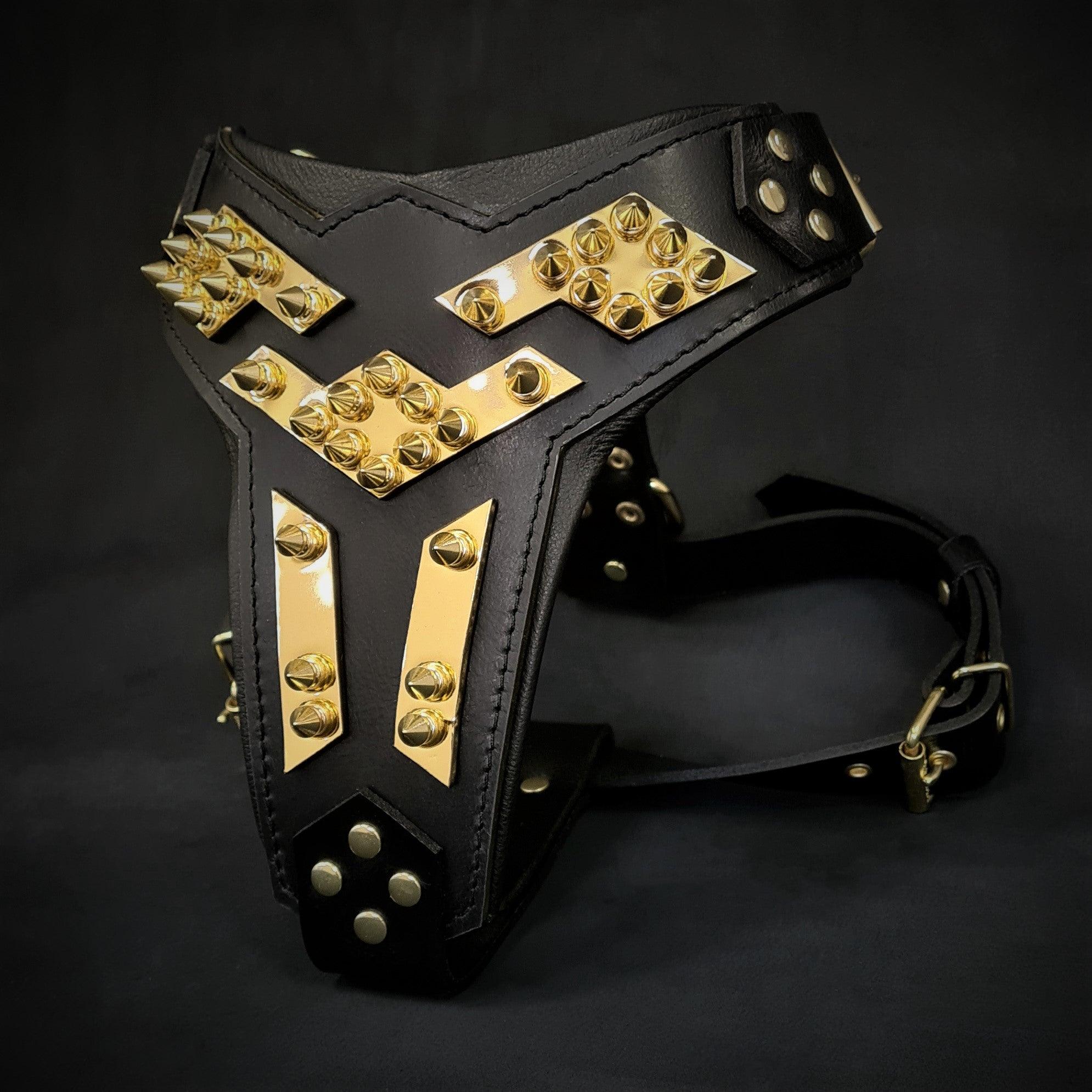 The "Midas" Leather Dog Harness. Gold - Image 2