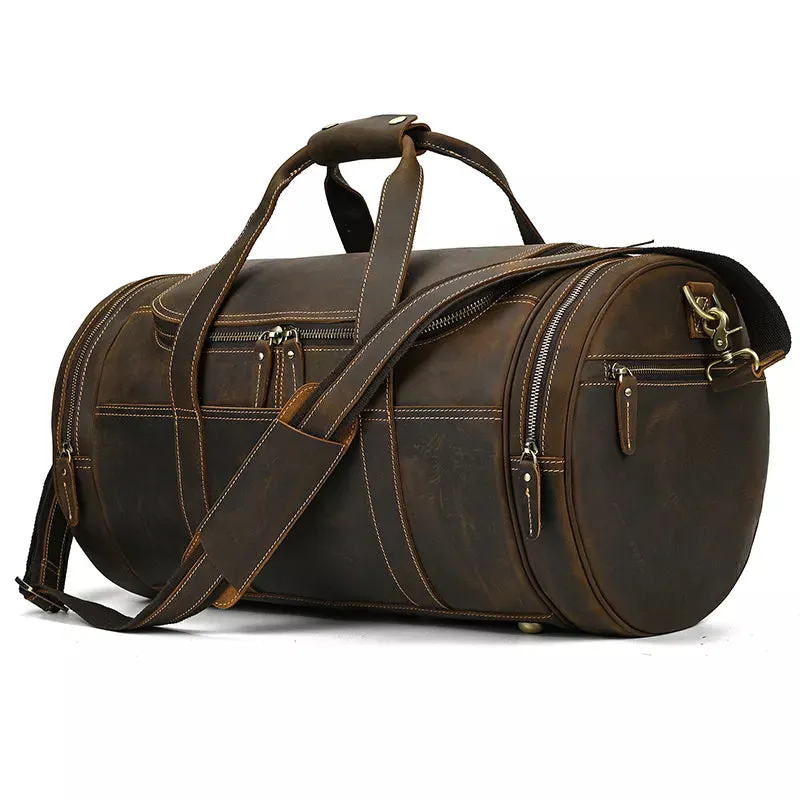 The Wainwright Weekender | Round Vintage Leather Duffel - Image 10
