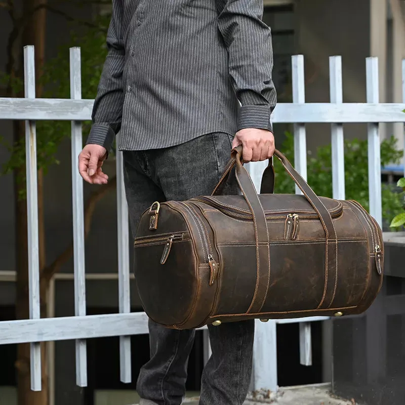 The Wainwright Weekender | Round Vintage Leather Duffel - Image 11