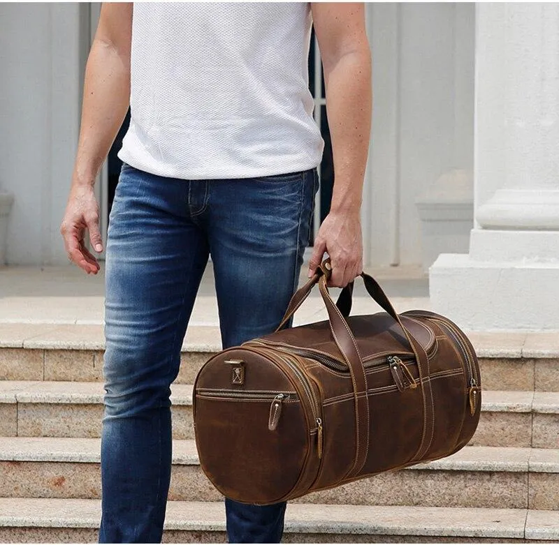 The Wainwright Weekender | Round Vintage Leather Duffel - Image 14