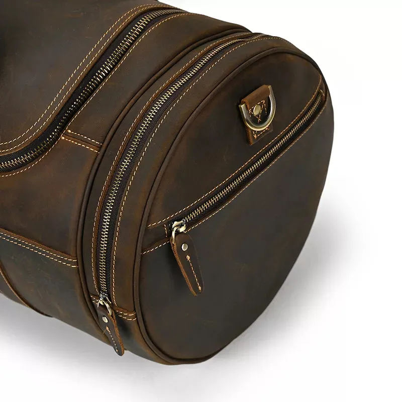 The Wainwright Weekender | Round Vintage Leather Duffel - Image 17