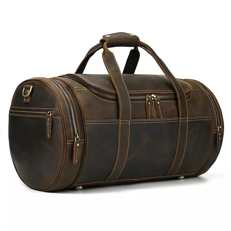The Wainwright Weekender | Round Vintage Leather Duffel - Image 20