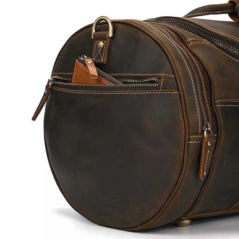The Wainwright Weekender | Round Vintage Leather Duffel - Image 22