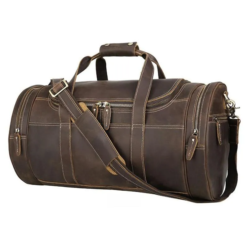 The Wainwright Weekender | Round Vintage Leather Duffel - Image 3