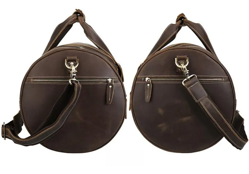 The Wainwright Weekender | Round Vintage Leather Duffel - Image 6