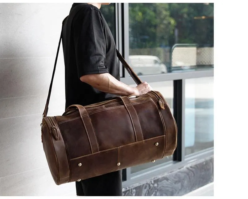 The Wainwright Weekender | Round Vintage Leather Duffel - Image 7