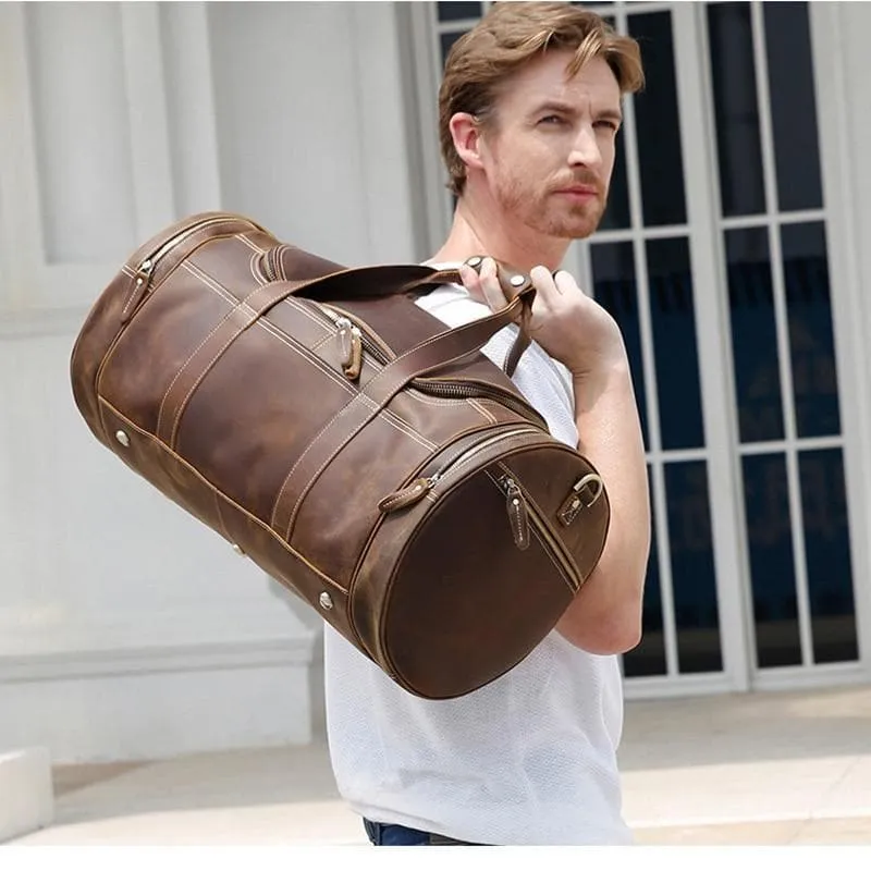 The Wainwright Weekender | Round Vintage Leather Duffel - Image 8