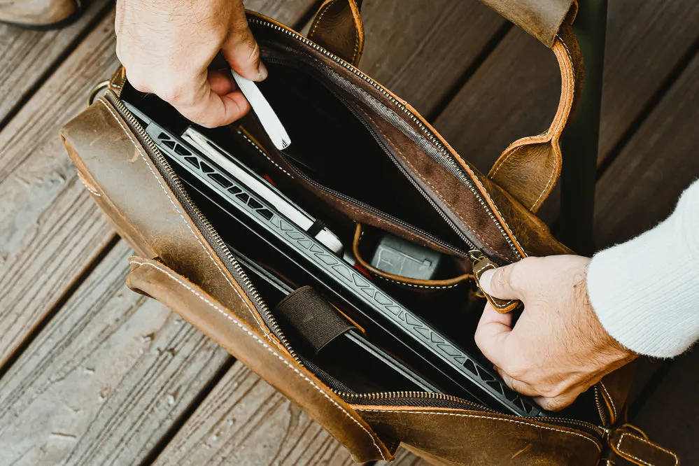 The Welch Briefcase | Vintage Leather Messenger Bag - Image 9