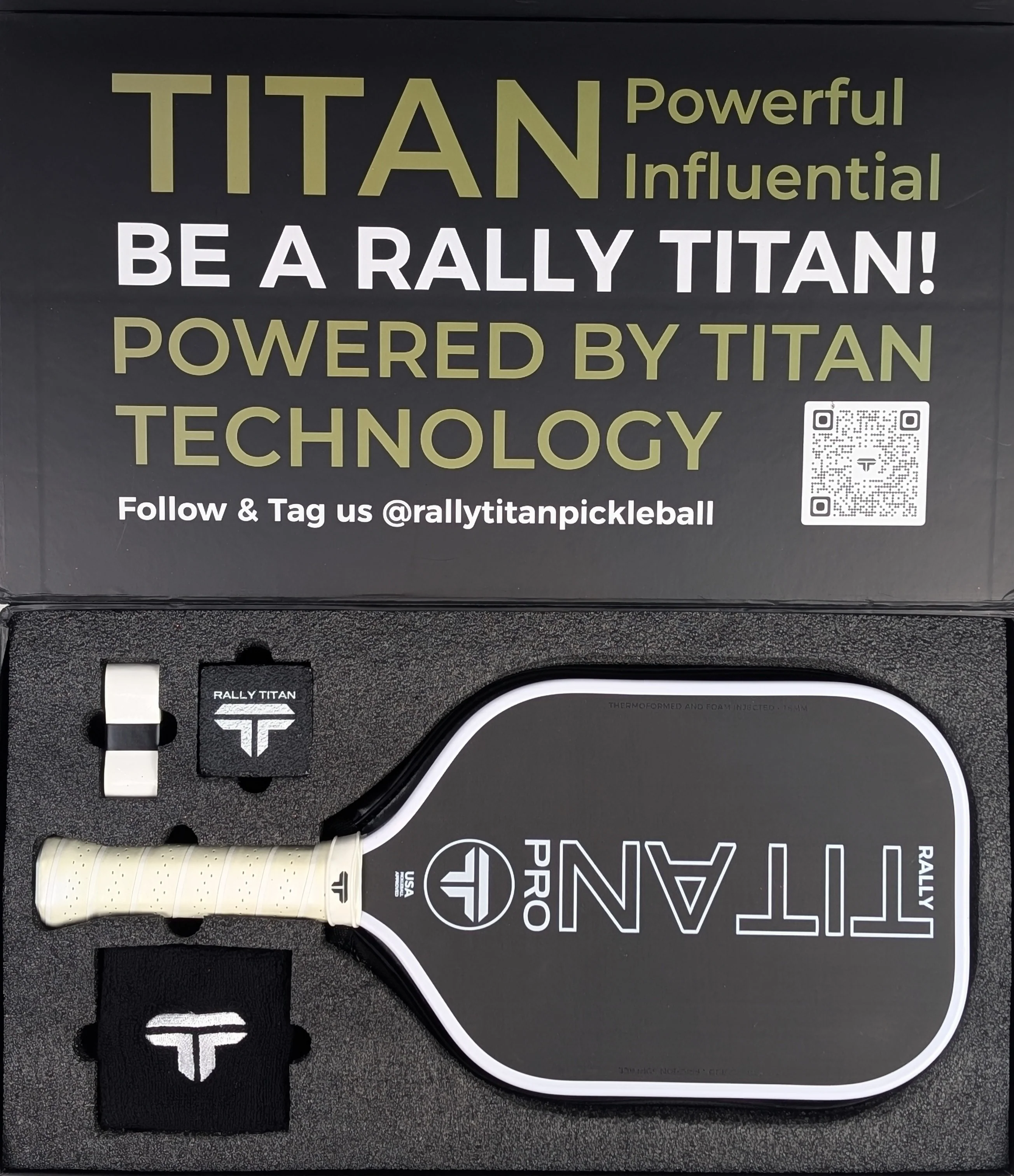 Titan Pro 16MM | Thermoformed Unibody Construction Pickleball Paddle | White with Black - Image 3