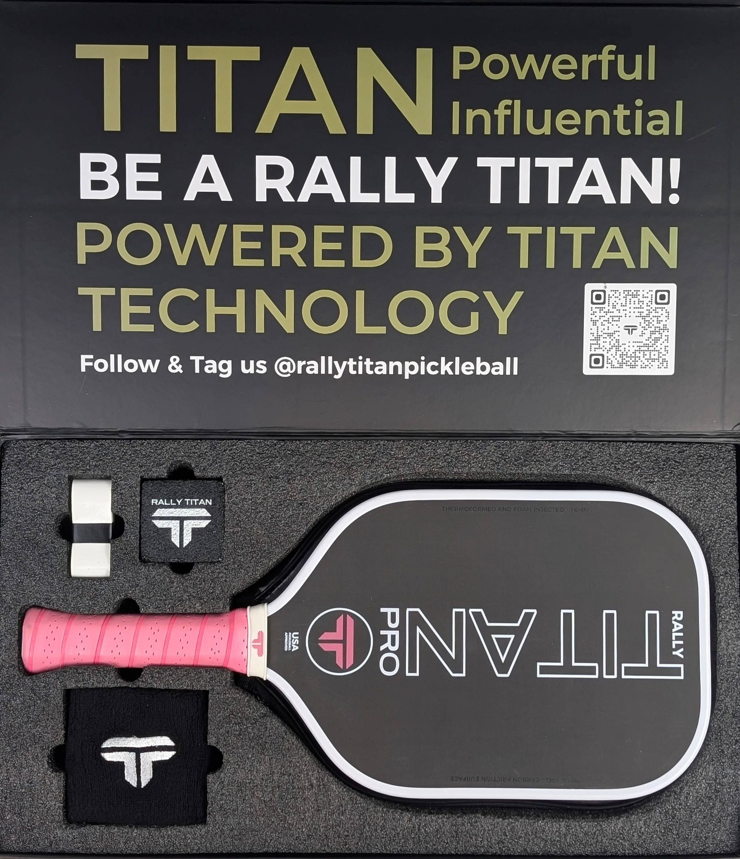 Titan Pro 16MM | Thermoformed Unibody Pickleball Paddle | White with Pink - Image 3