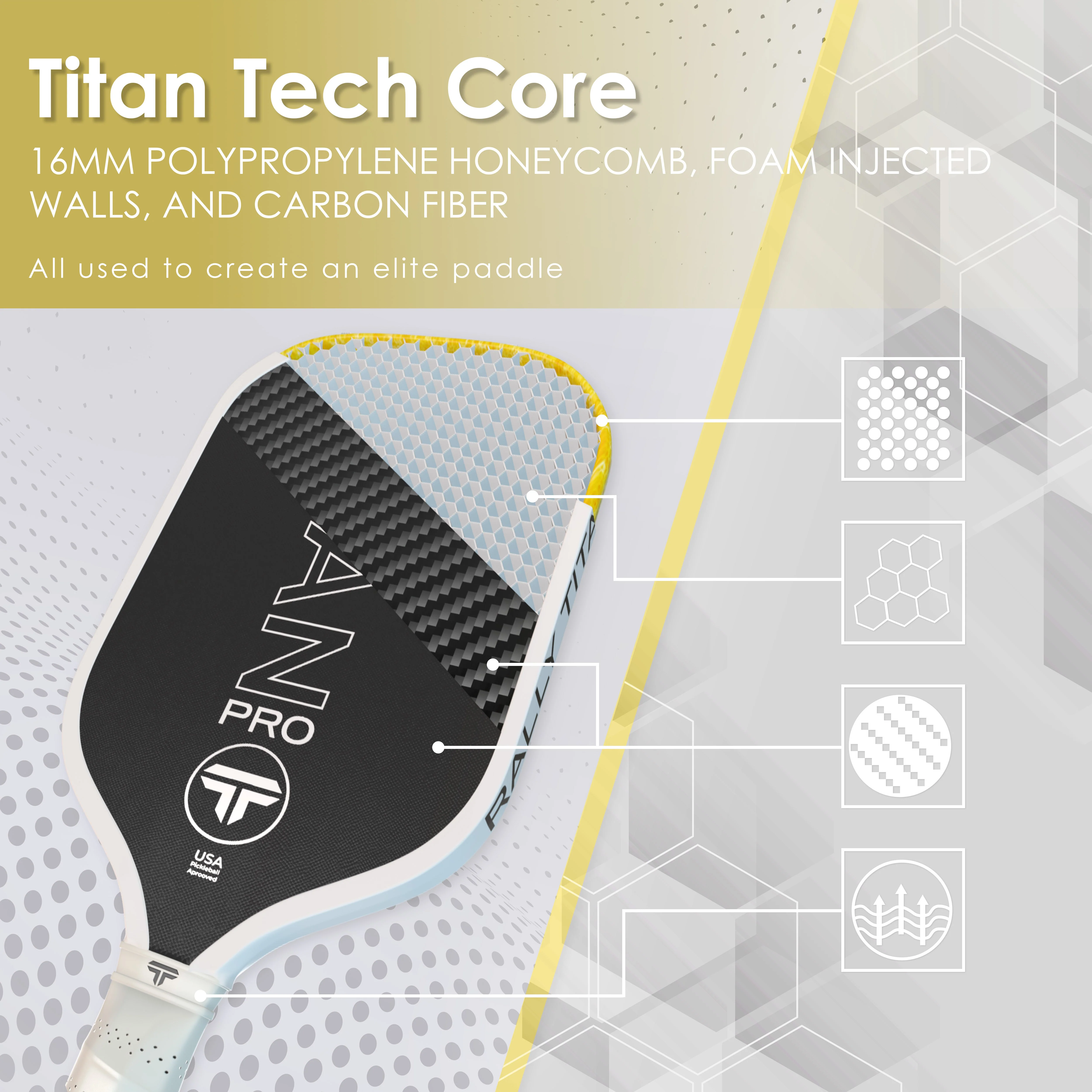 Titan Pro 16MM | Thermoformed Unibody Pickleball Paddle | White with Pink - Image 4