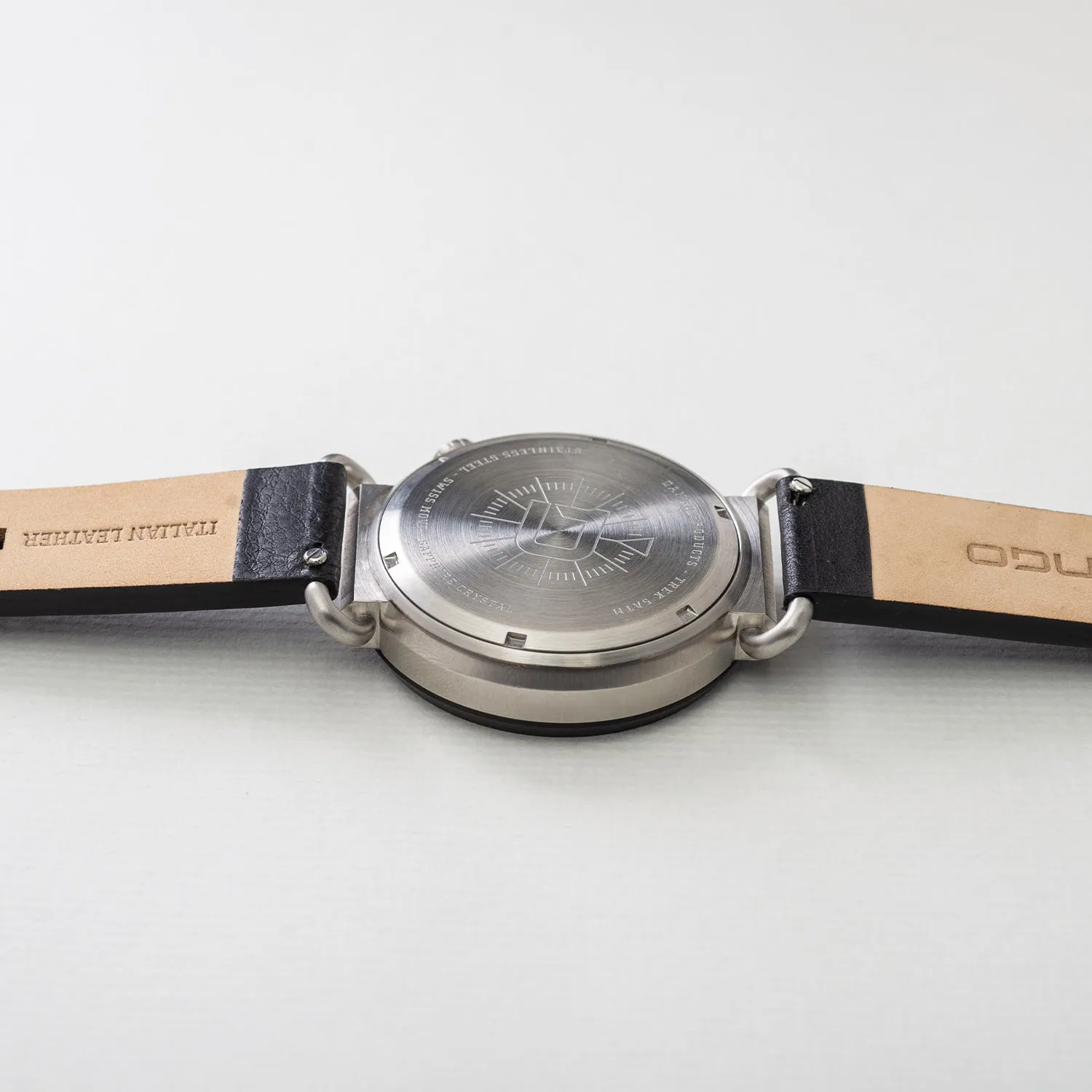 TK-01 - TREK Men's WATCH WITH ITALIAN LEATHER STRAP - JET BLACK - Image 4