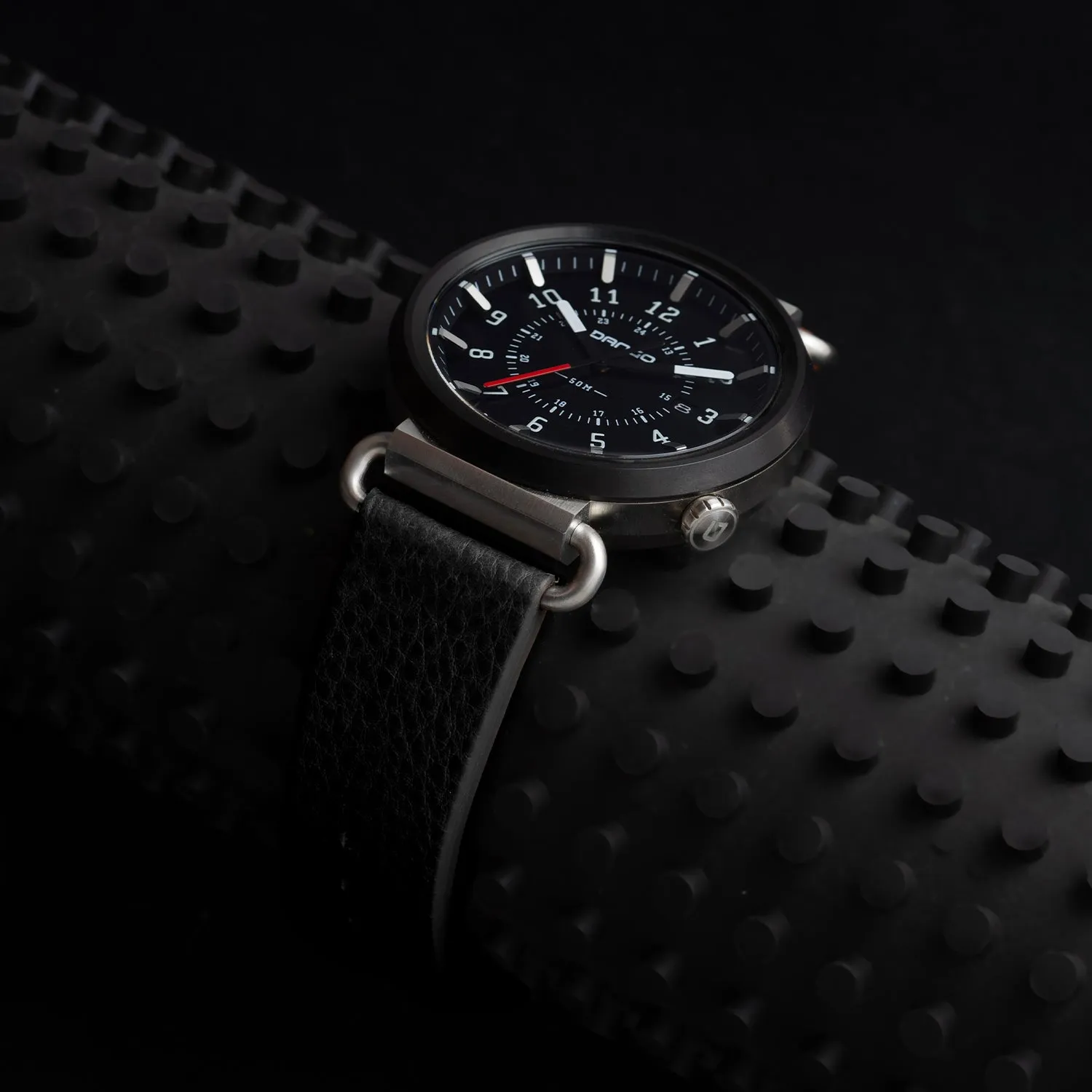 TK-01 - TREK Men's WATCH WITH ITALIAN LEATHER STRAP - JET BLACK - Image 8