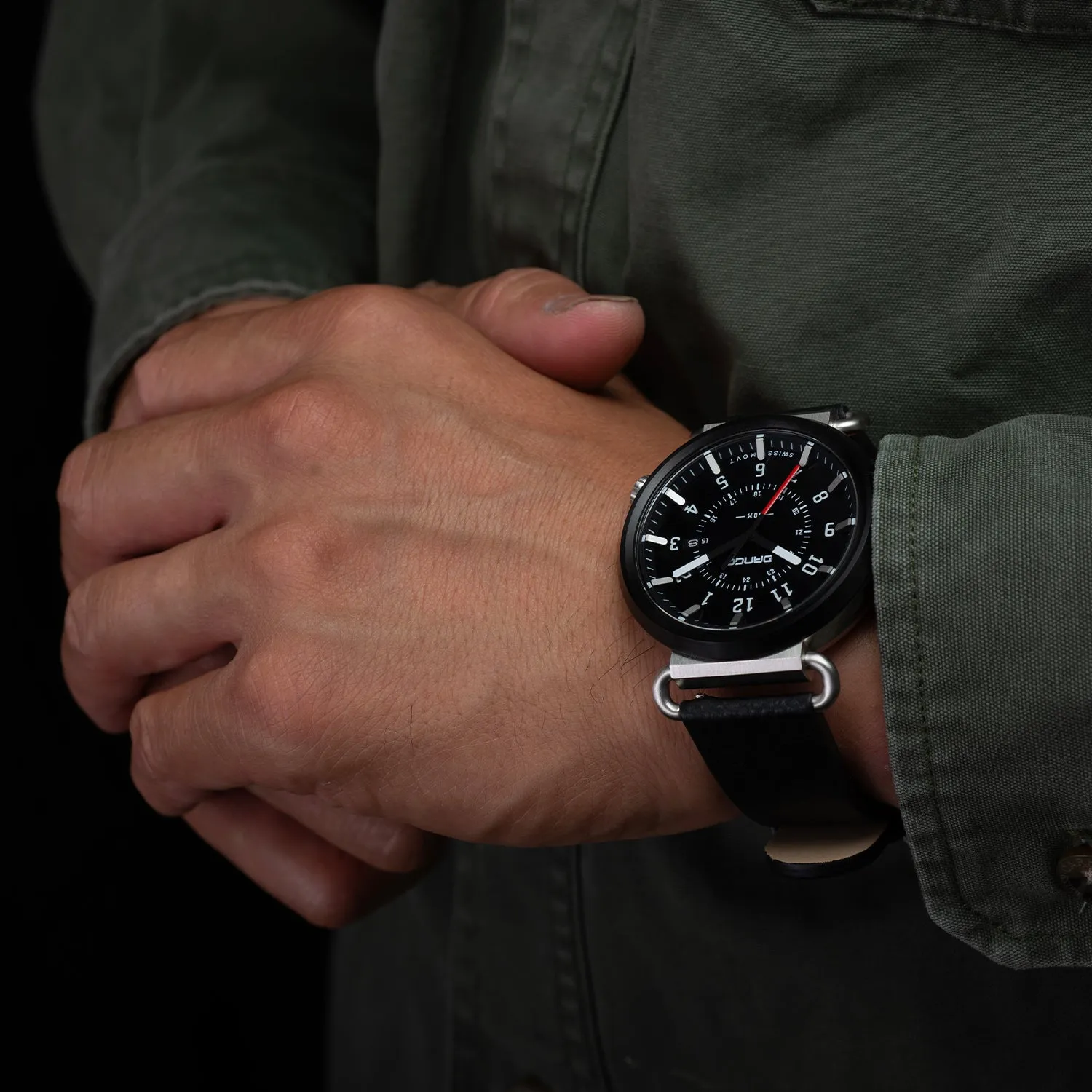 TK-01 - TREK Men's WATCH WITH ITALIAN LEATHER STRAP - JET BLACK - Image 9