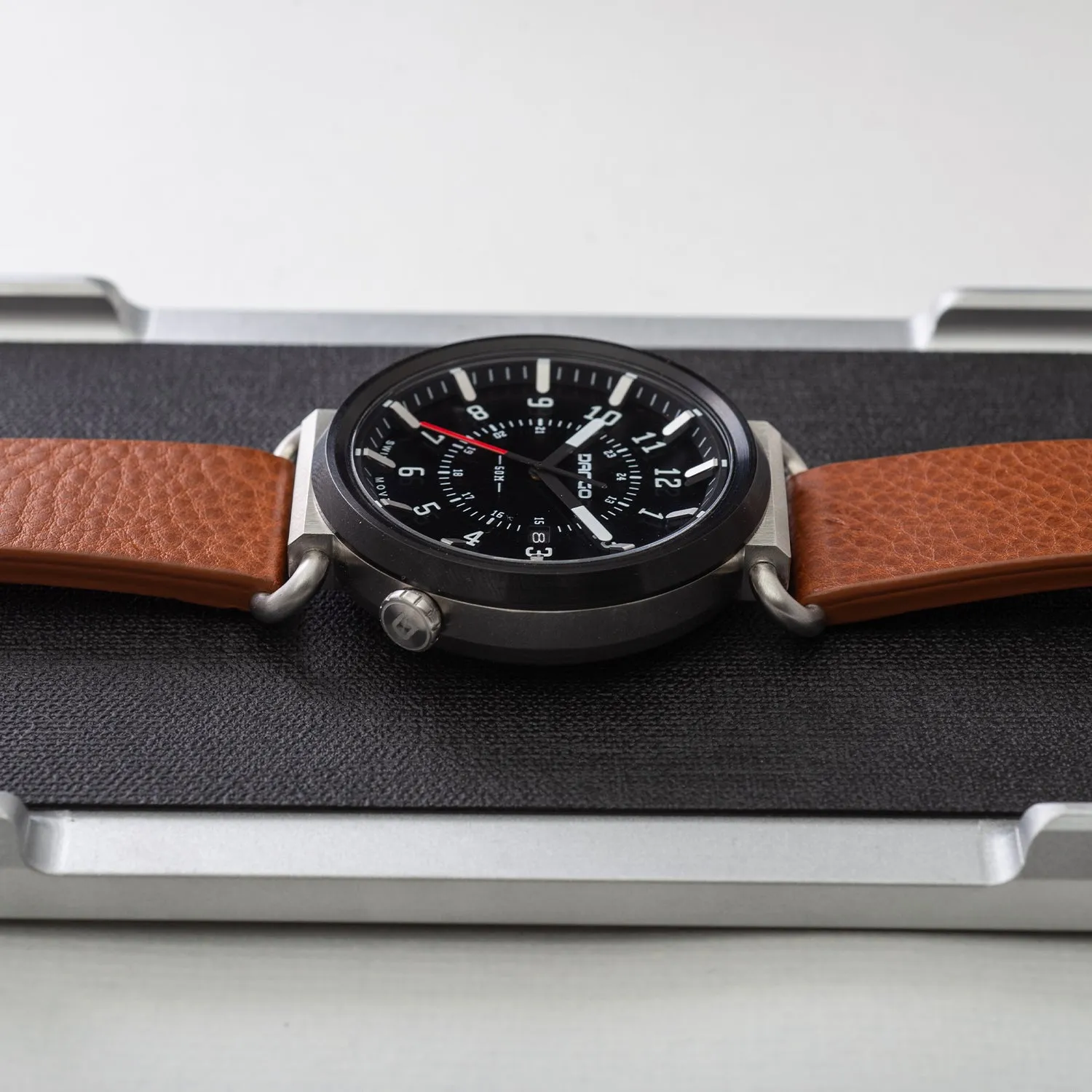 TK-01 - TREK Men's WATCH WITH ITALIAN LEATHER STRAP - WHISKEY BROWN - Image 10
