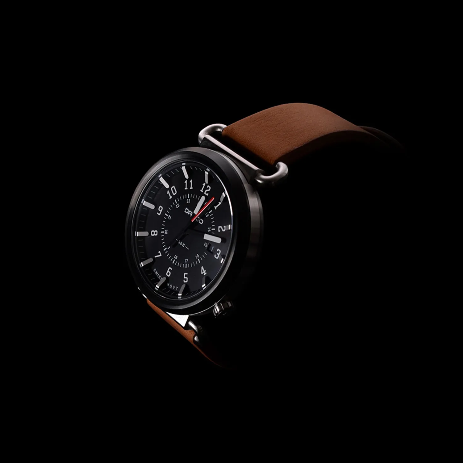 TK-01 - TREK Men's WATCH WITH ITALIAN LEATHER STRAP - WHISKEY BROWN - Image 11