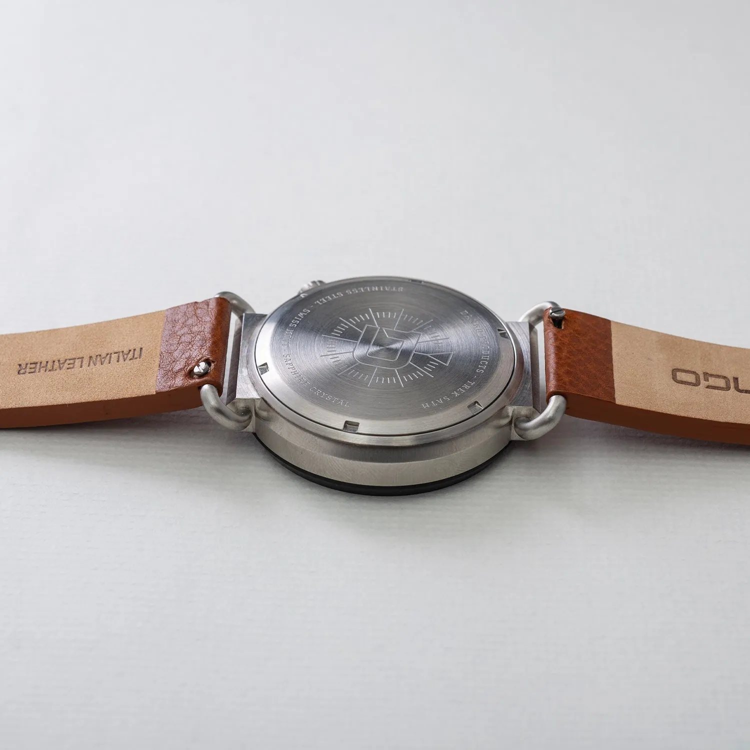 TK-01 - TREK Men's WATCH WITH ITALIAN LEATHER STRAP - WHISKEY BROWN - Image 8