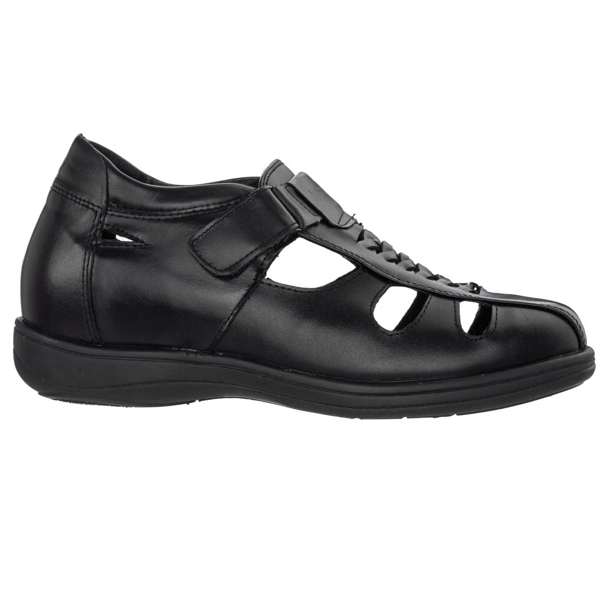 G1307 - Black Braided Leather Men's Sandals - Three Inches - Image 2