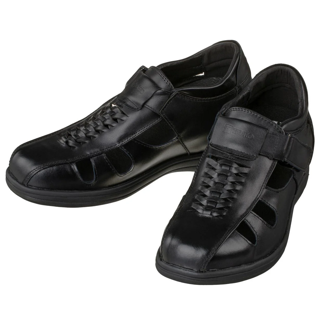 G1307 - Black Braided Leather Men's Sandals - Three Inches - Image 5