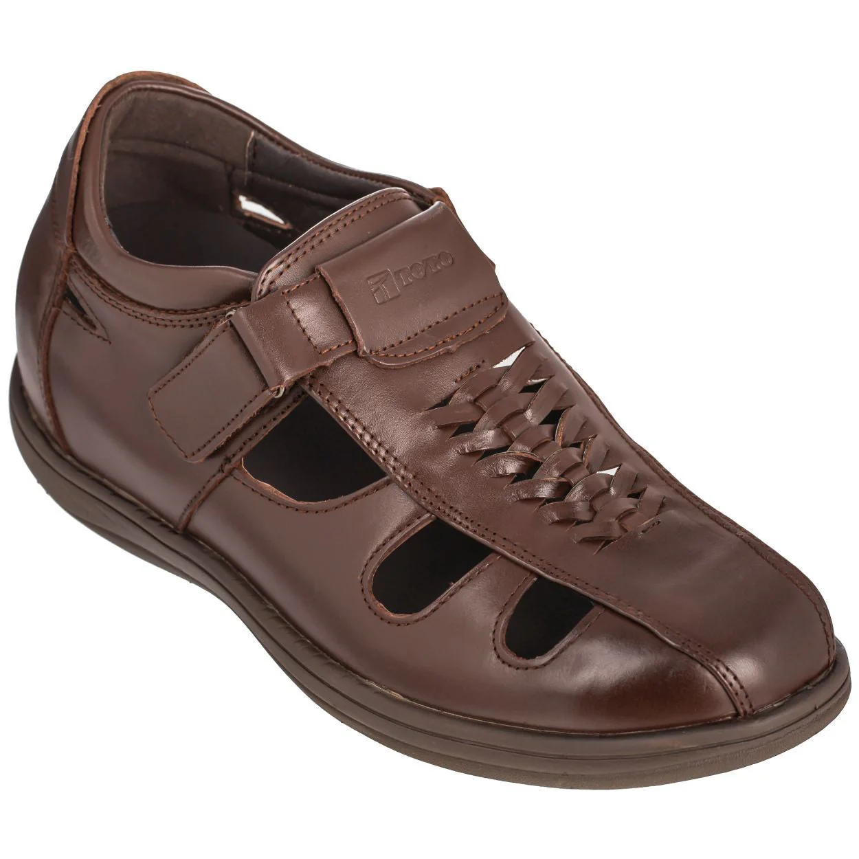 G13072 - 3.2 Inches Taller (Cordovan Dark Brown) Super Lightweight Braided Men's Sandals
