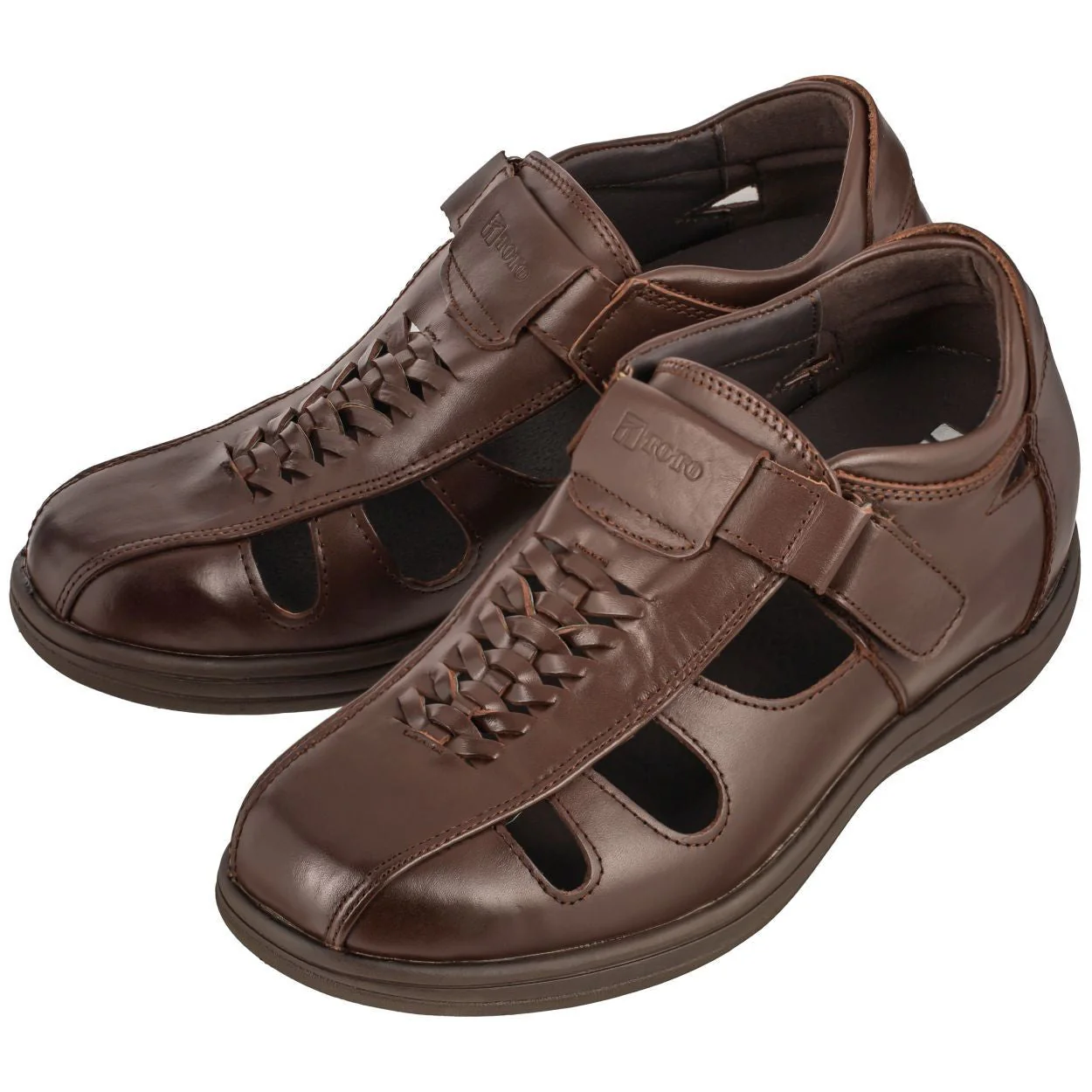 G13072 - 3.2 Inches Taller (Cordovan Dark Brown) Super Lightweight Braided Men's Sandals - Image 4