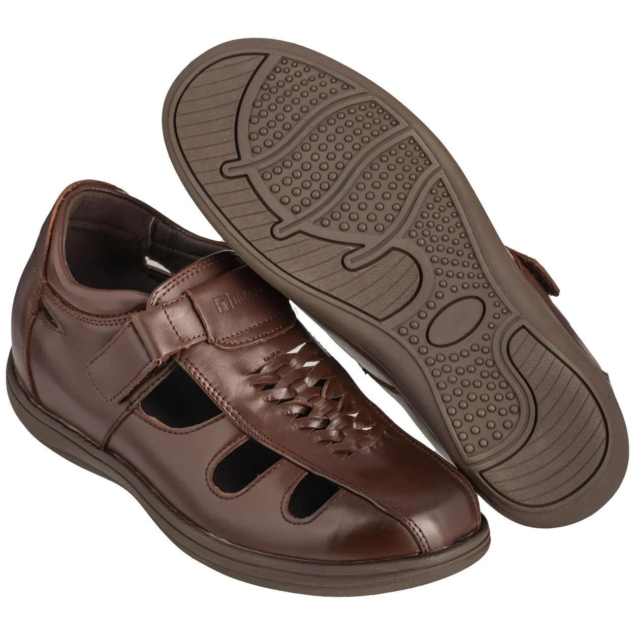 G13072 - 3.2 Inches Taller (Cordovan Dark Brown) Super Lightweight Braided Men's Sandals - Image 5