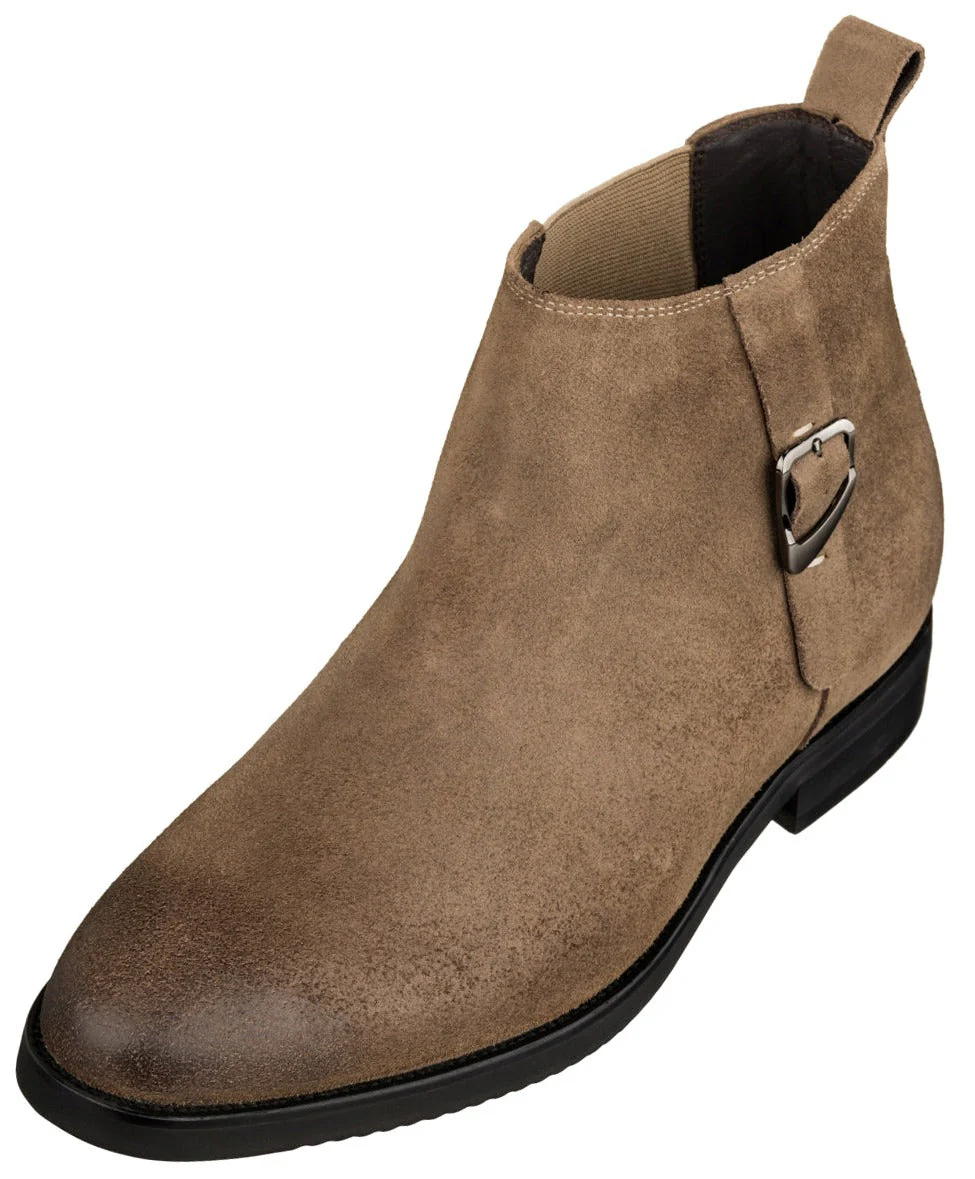 K92083 - 3 Inches Taller (Nubuck Coffee Brown) - Chelsea Ankle Men's Boots - Image 2