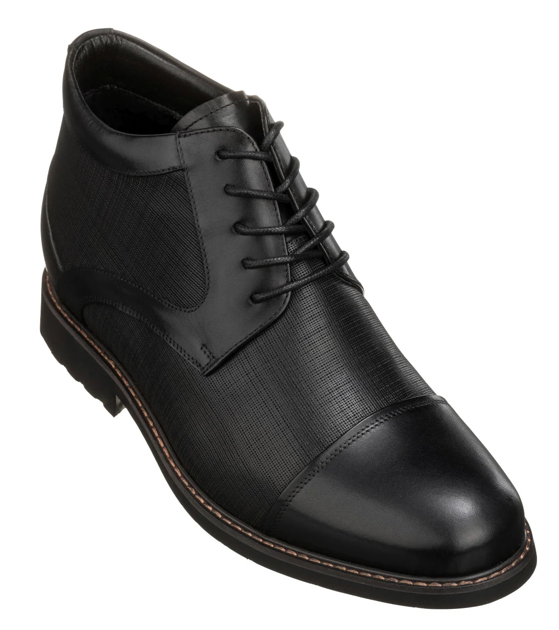 Y41088 - 3.2 Inches Black Leather Men's Boots
