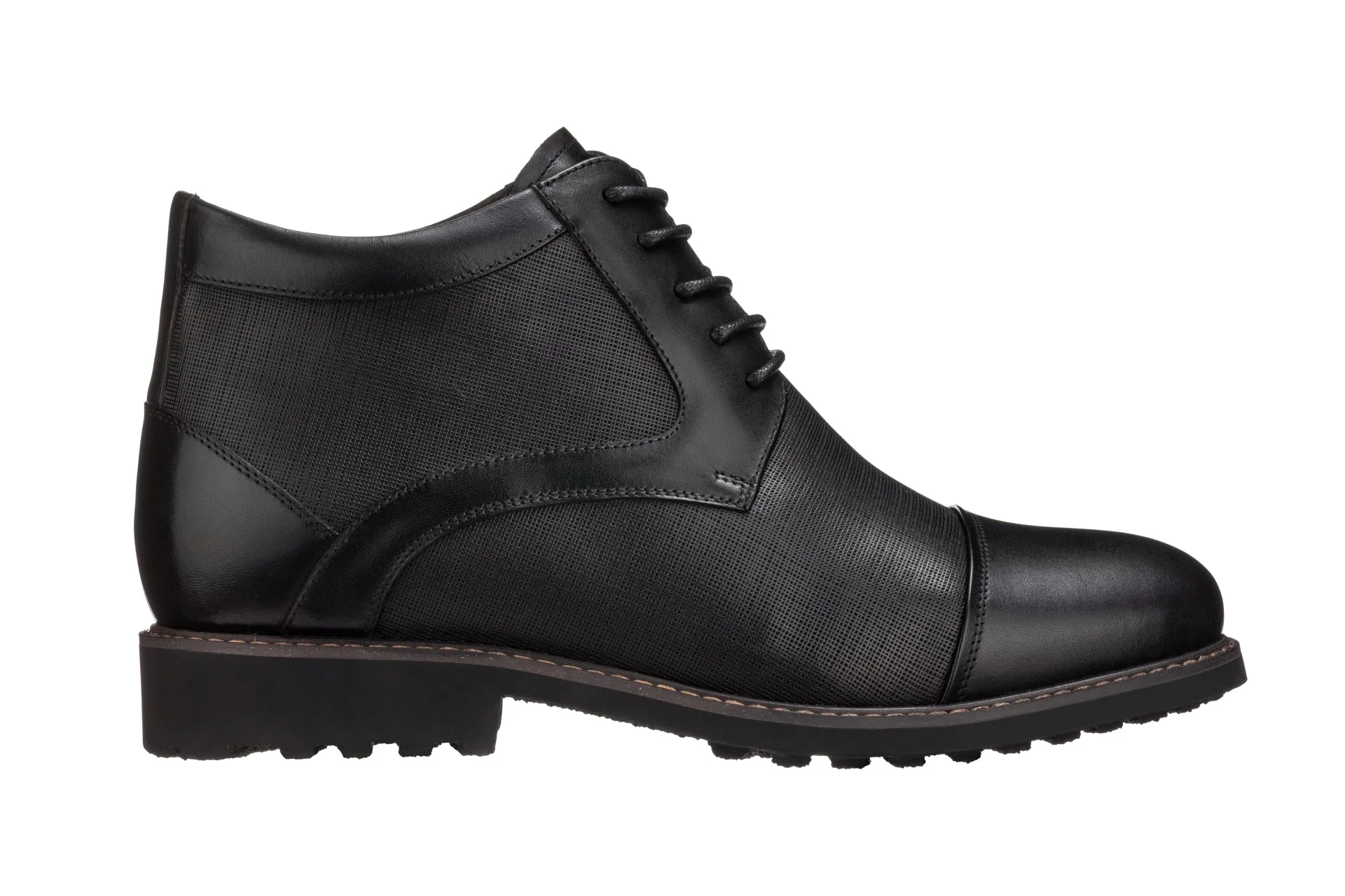 Y41088 - 3.2 Inches Black Leather Men's Boots - Image 2