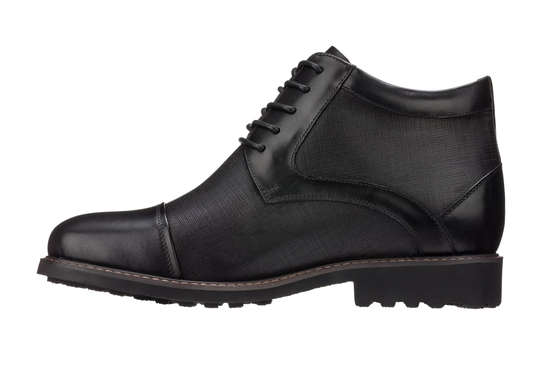Y41088 - 3.2 Inches Black Leather Men's Boots - Image 3