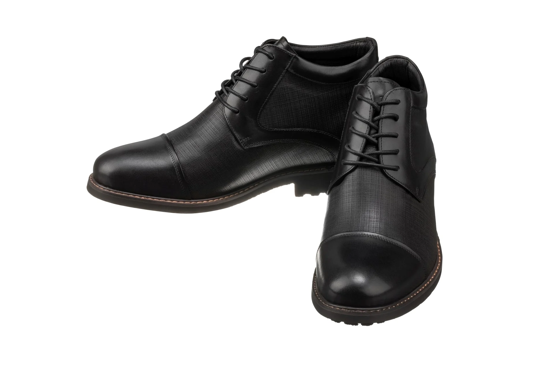 Y41088 - 3.2 Inches Black Leather Men's Boots - Image 4