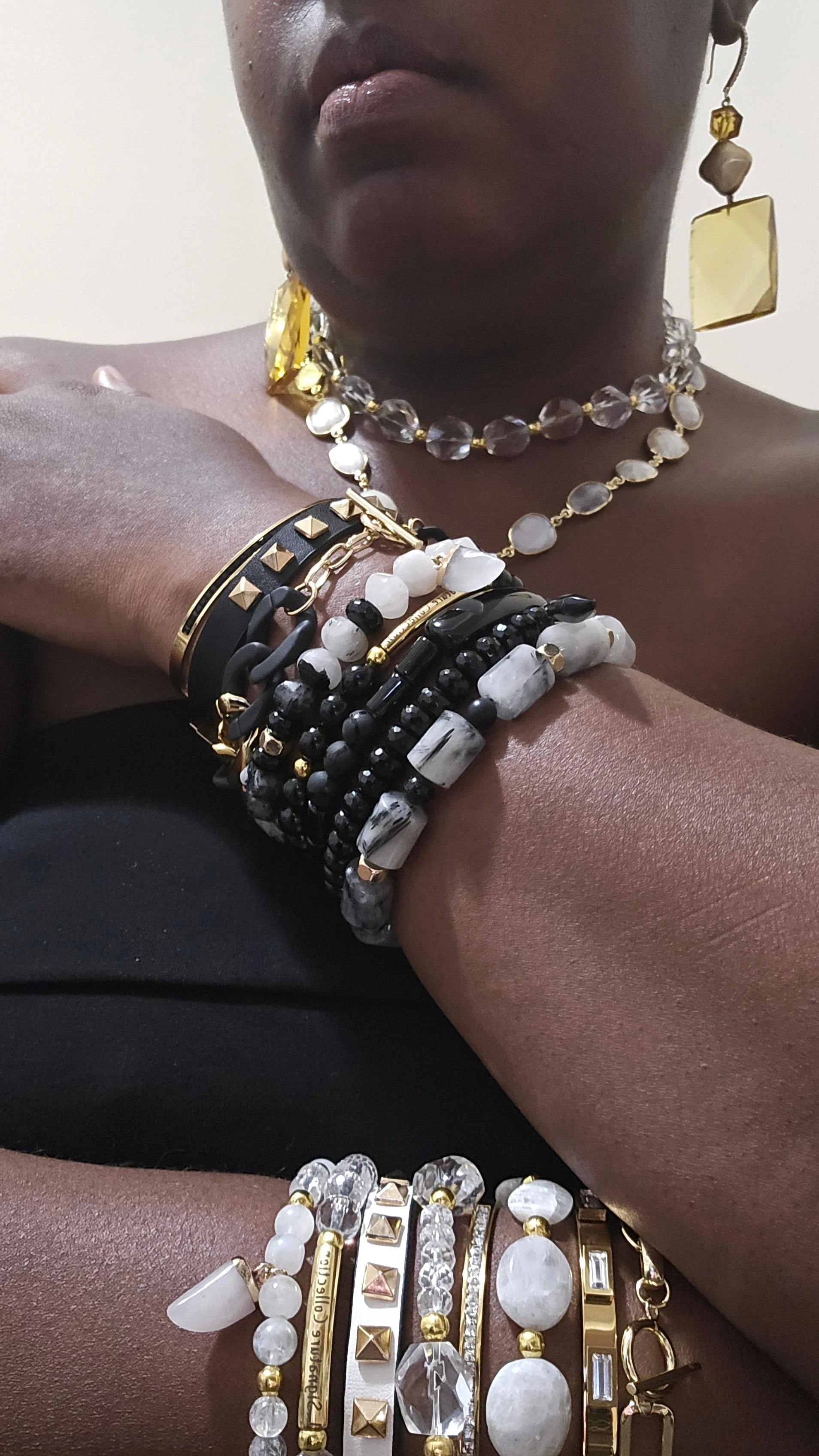 Tourmalinated Quartz Stacked Bracelet Set - Image 2