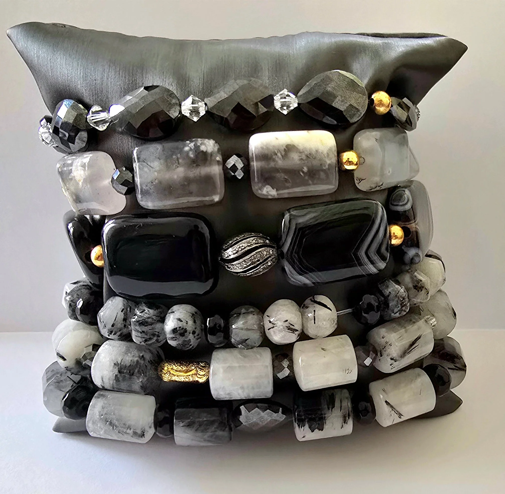 Tourmaline Quartz and Black Moissanite Bracelet Set - Image 10
