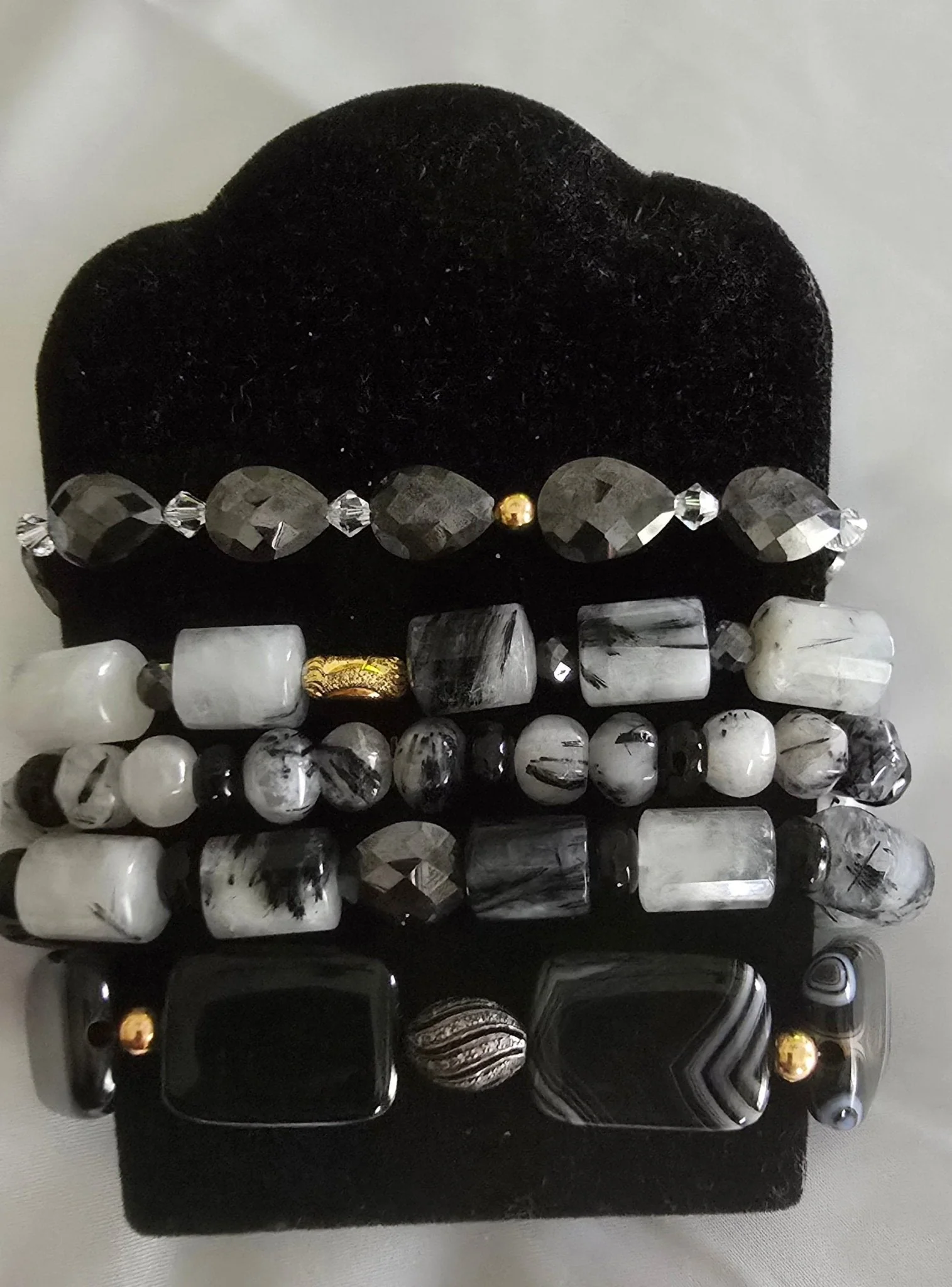 Tourmaline Quartz and Black Moissanite Bracelet Set - Image 2
