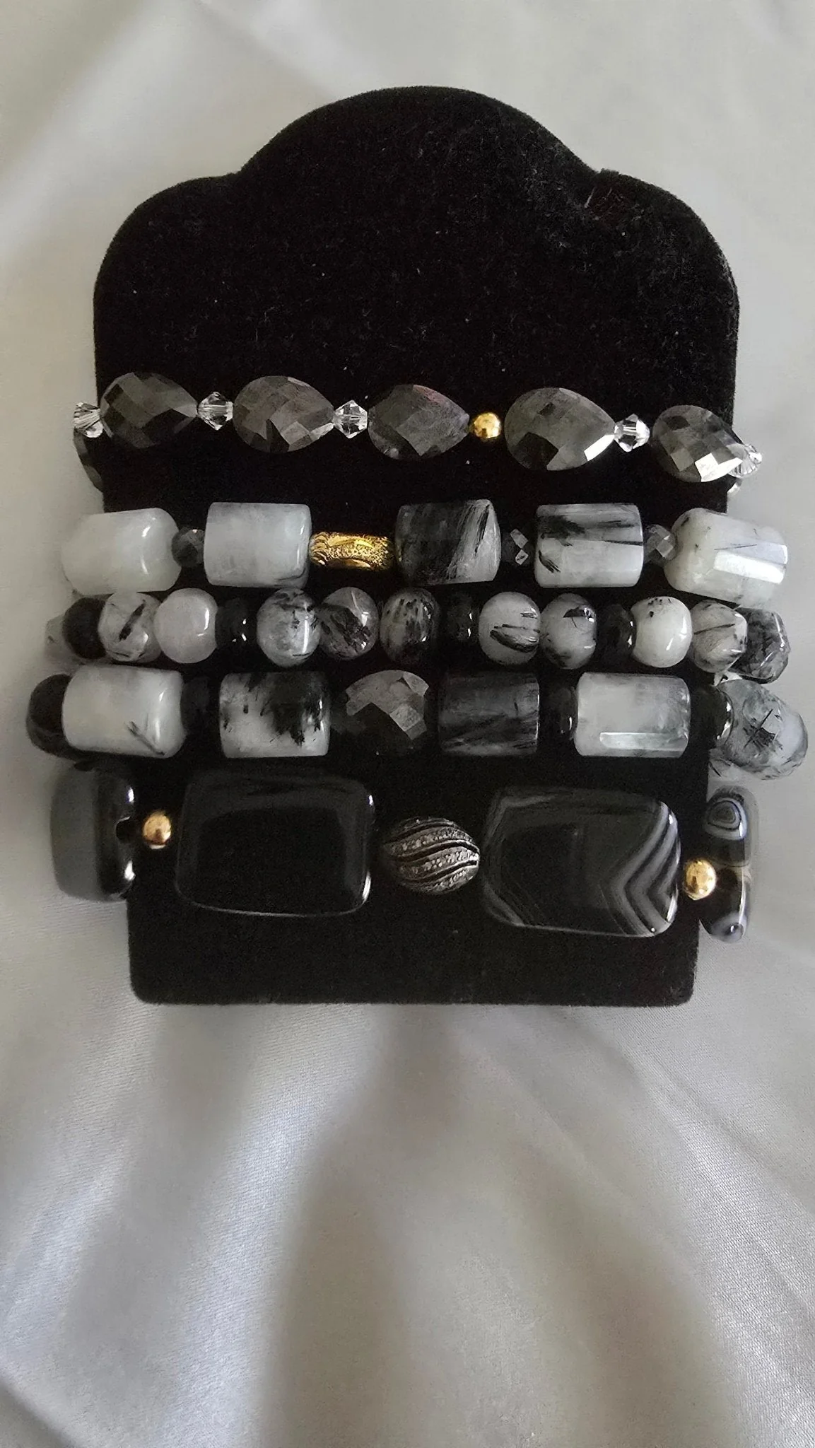 Tourmaline Quartz and Black Moissanite Bracelet Set - Image 6
