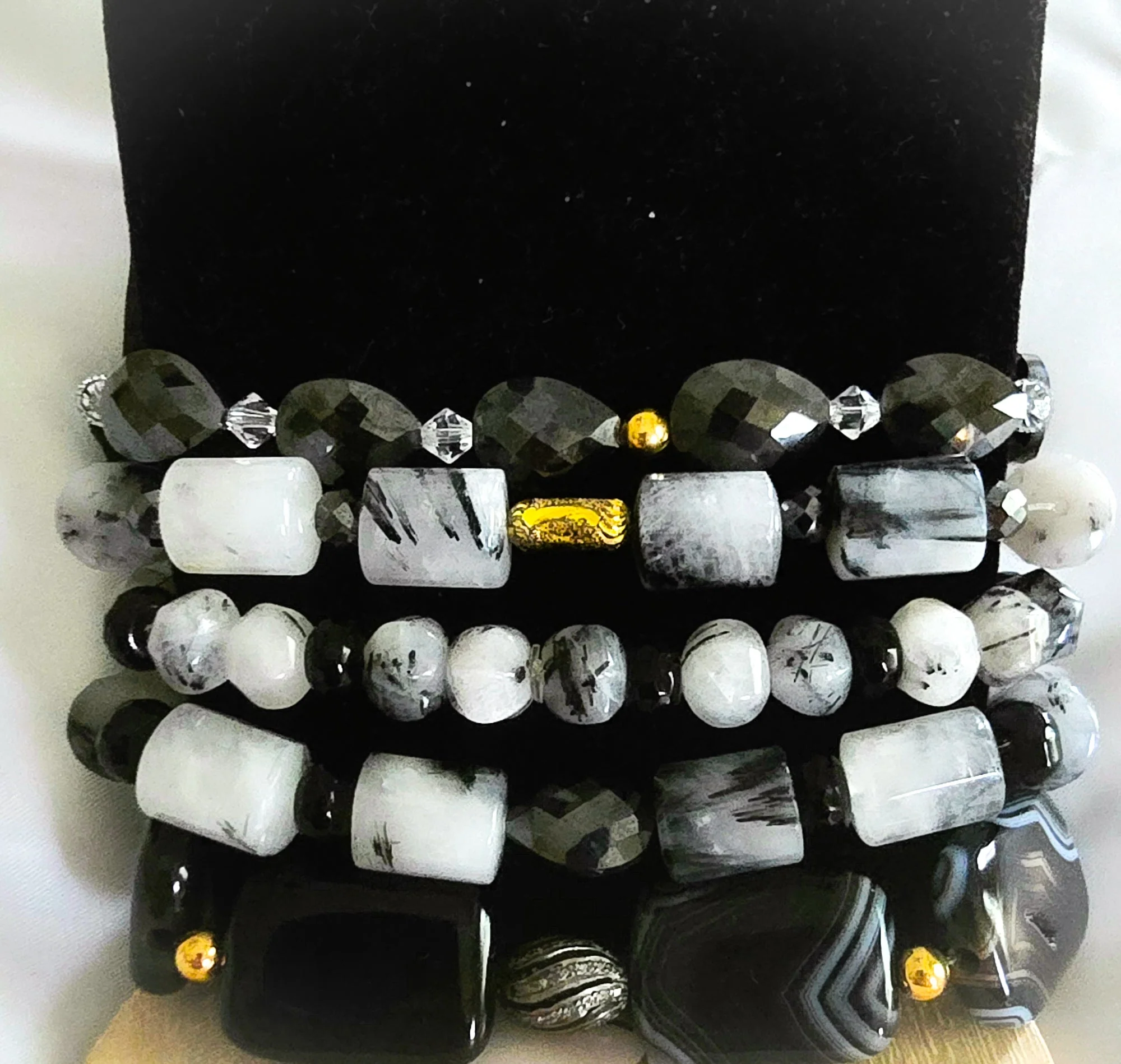 Tourmaline Quartz and Black Moissanite Bracelet Set - Image 8