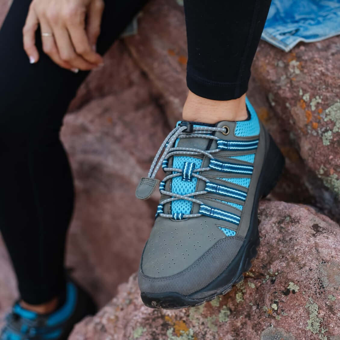 Trail Grounding Shoes • Taylor Grey Nubuck & Blue Mesh - Image 2