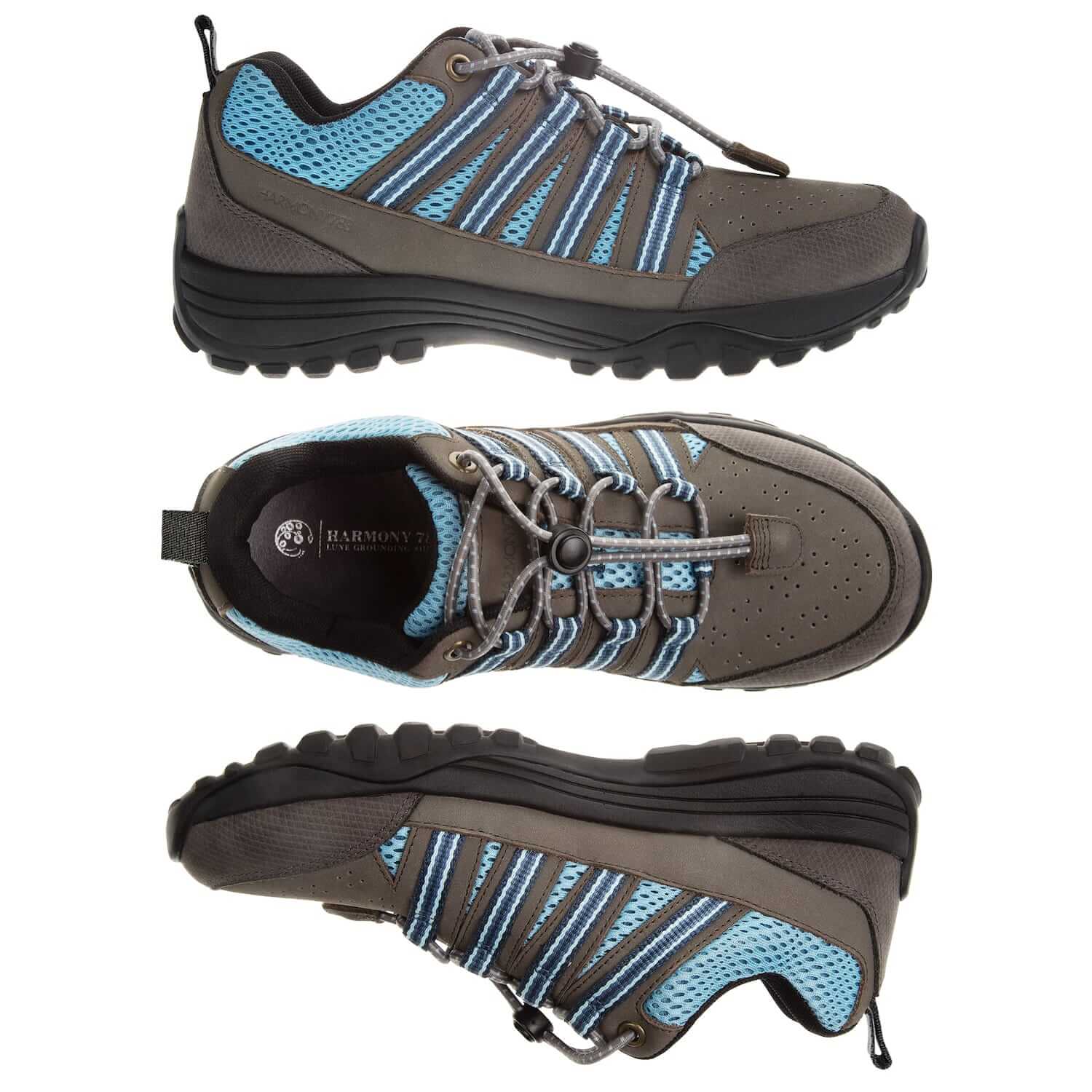 Trail Grounding Shoes • Taylor Grey Nubuck & Blue Mesh - Image 3