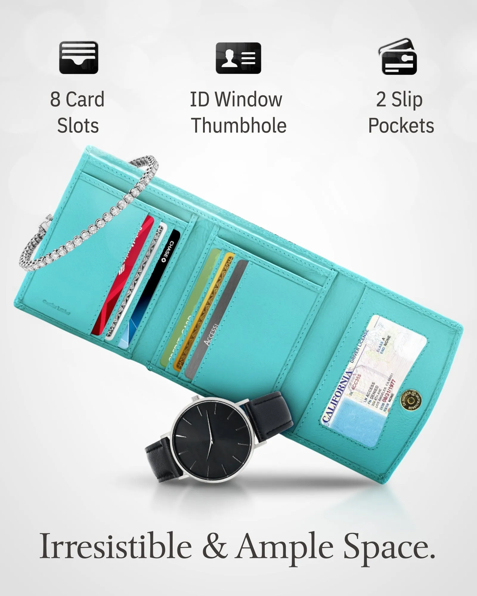 Trifold Coin Wallet with ID Window - Image 10