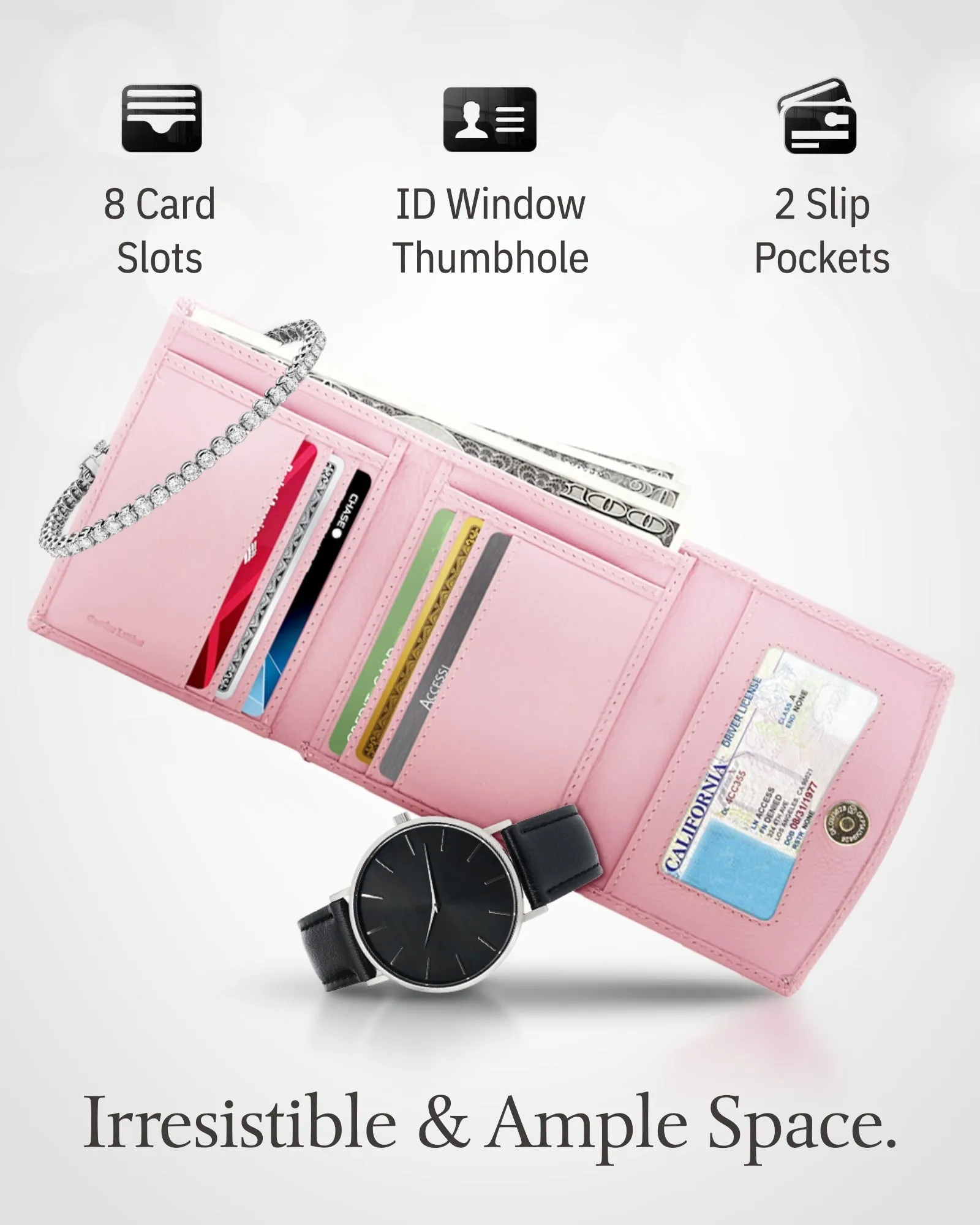 Trifold Coin Wallet with ID Window - Image 16