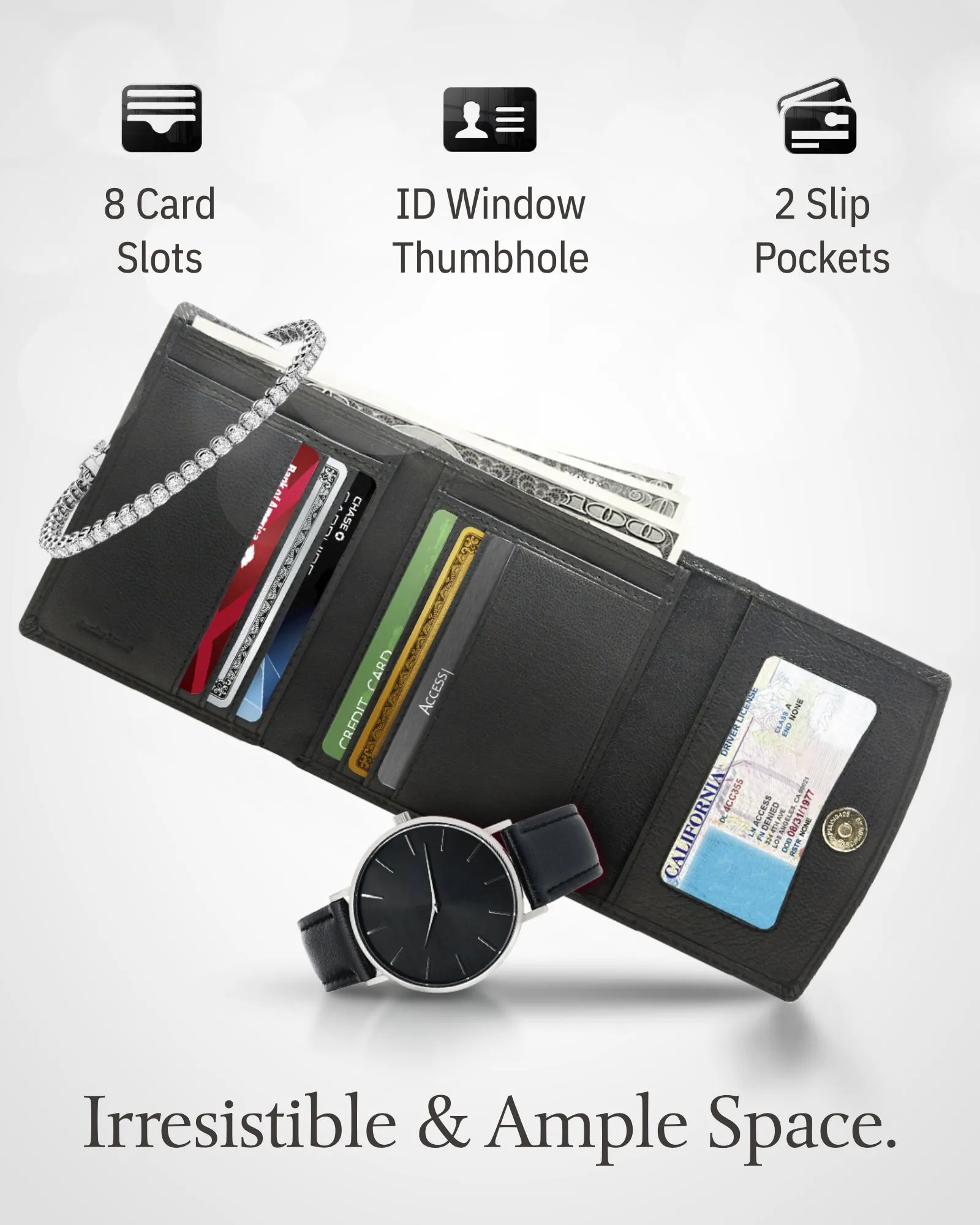 Trifold Coin Wallet with ID Window - Image 22