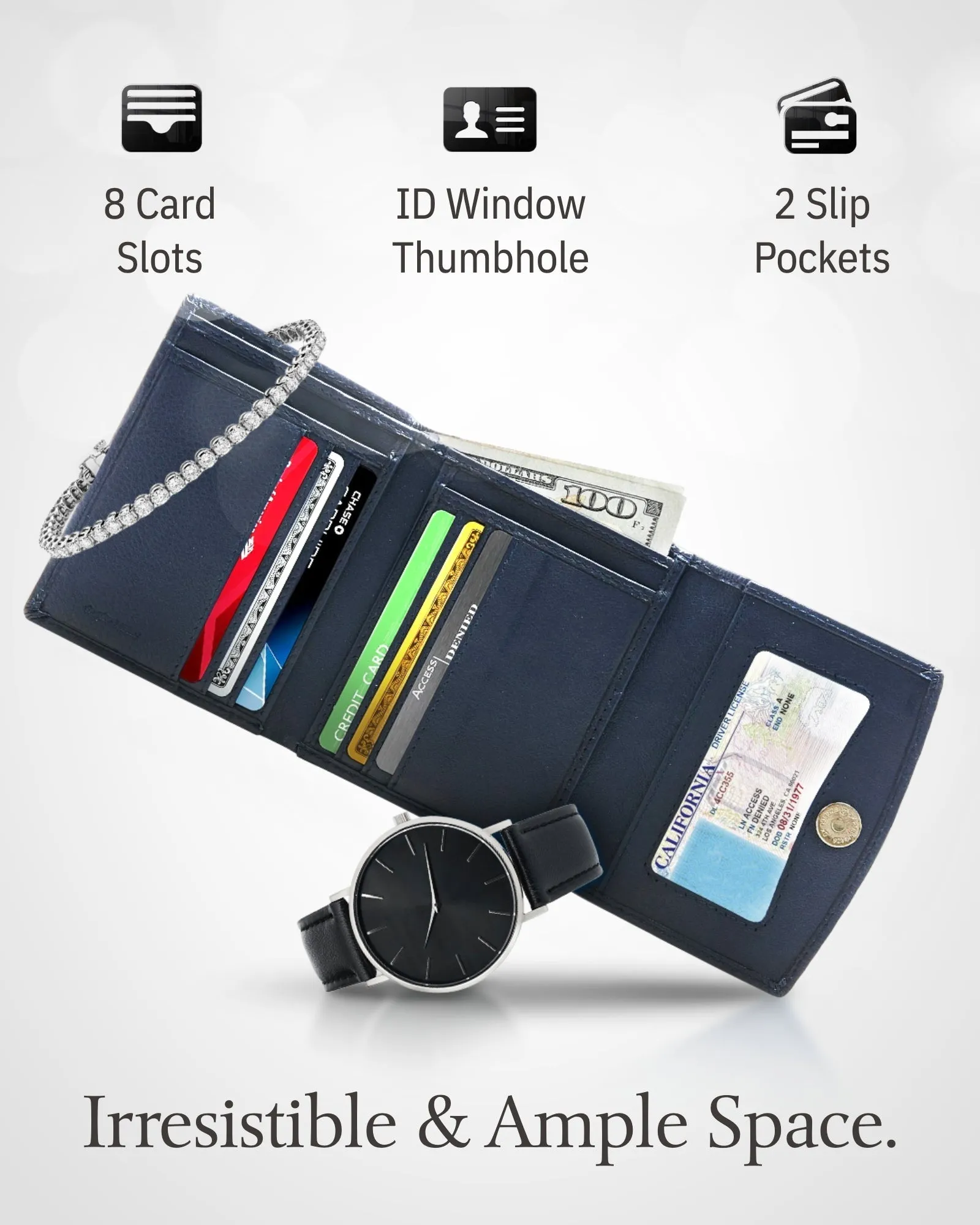 Trifold Coin Wallet with ID Window - Image 28