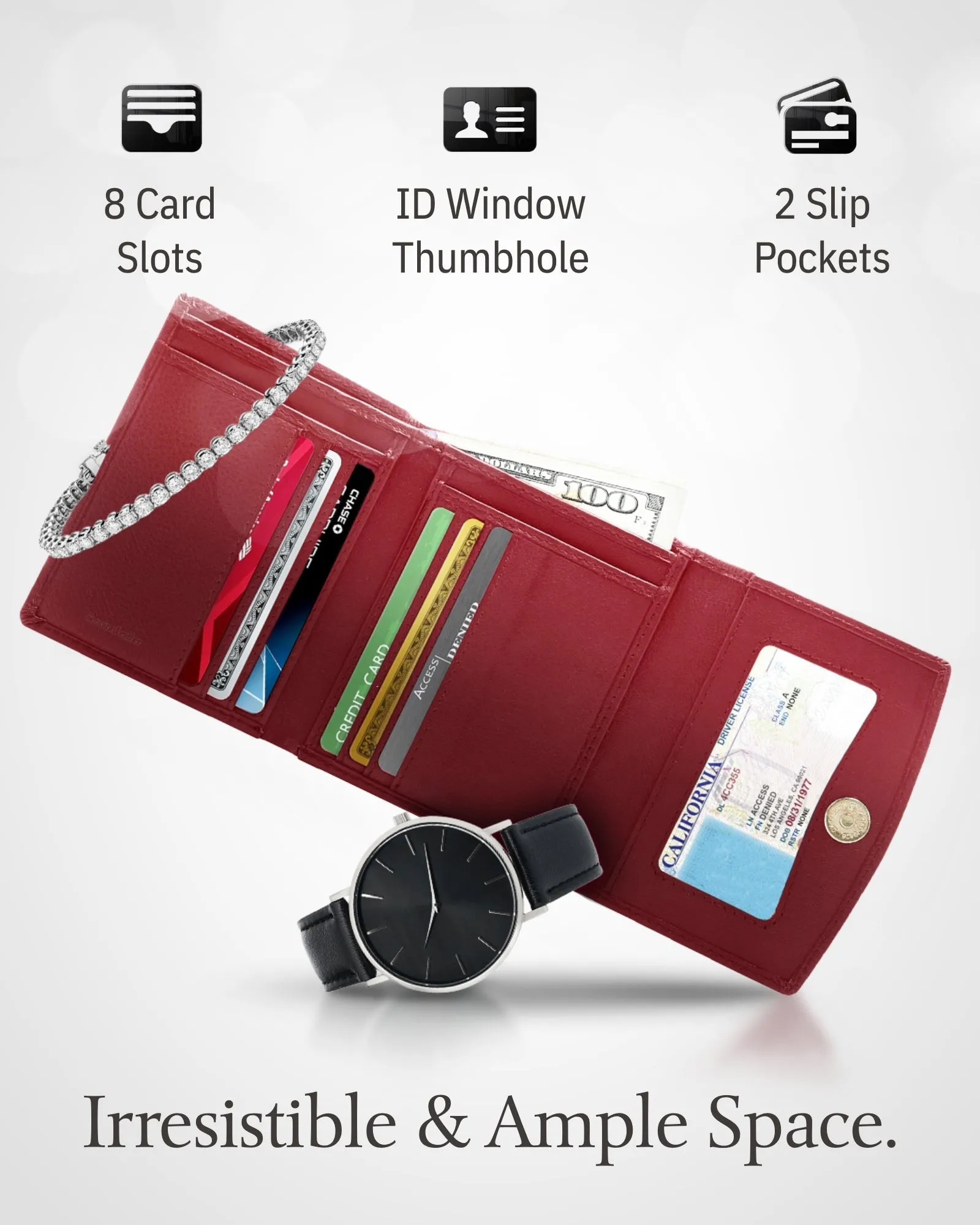Trifold Coin Wallet with ID Window - Image 4