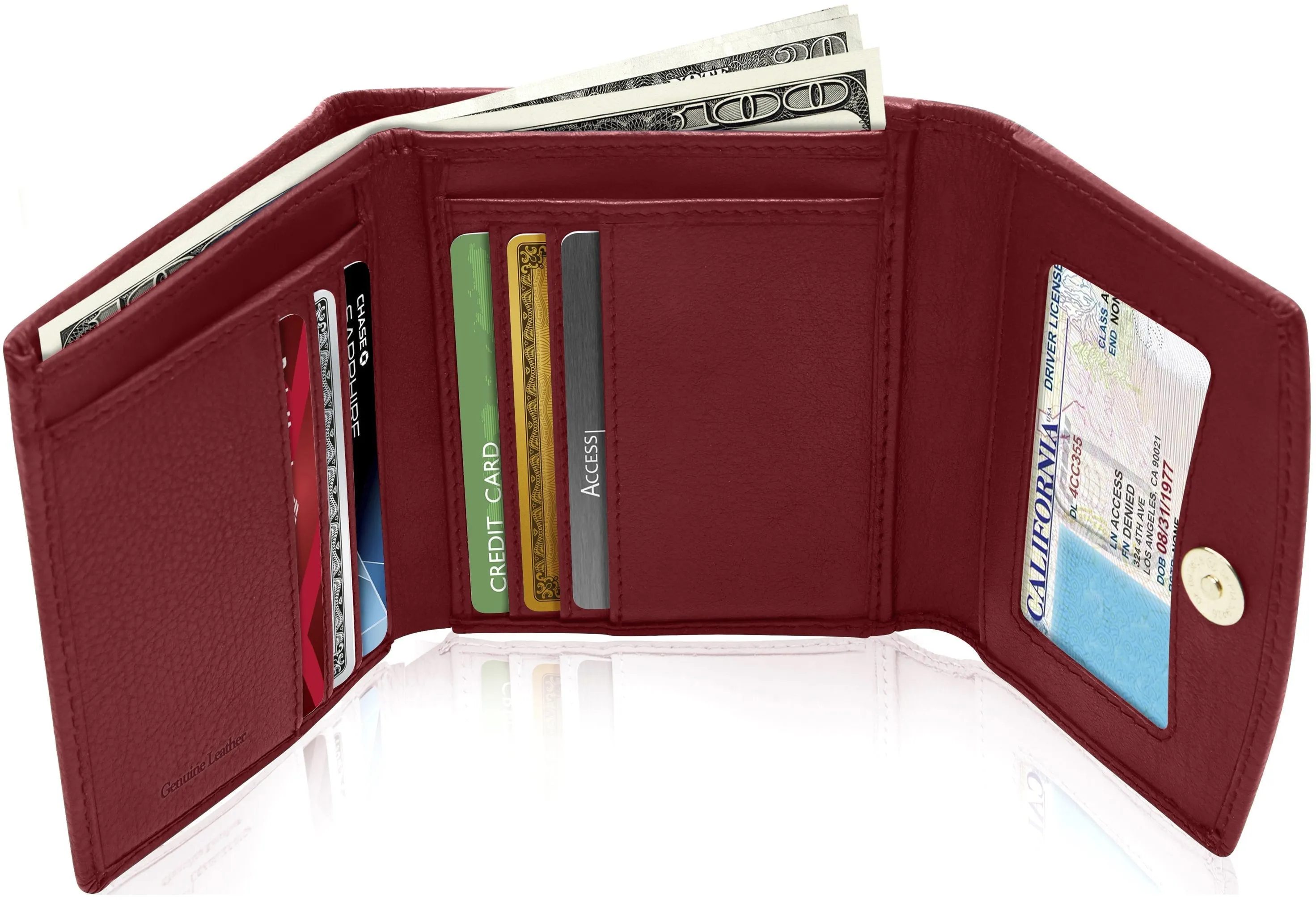 Trifold Coin Wallet with ID Window - Image 7