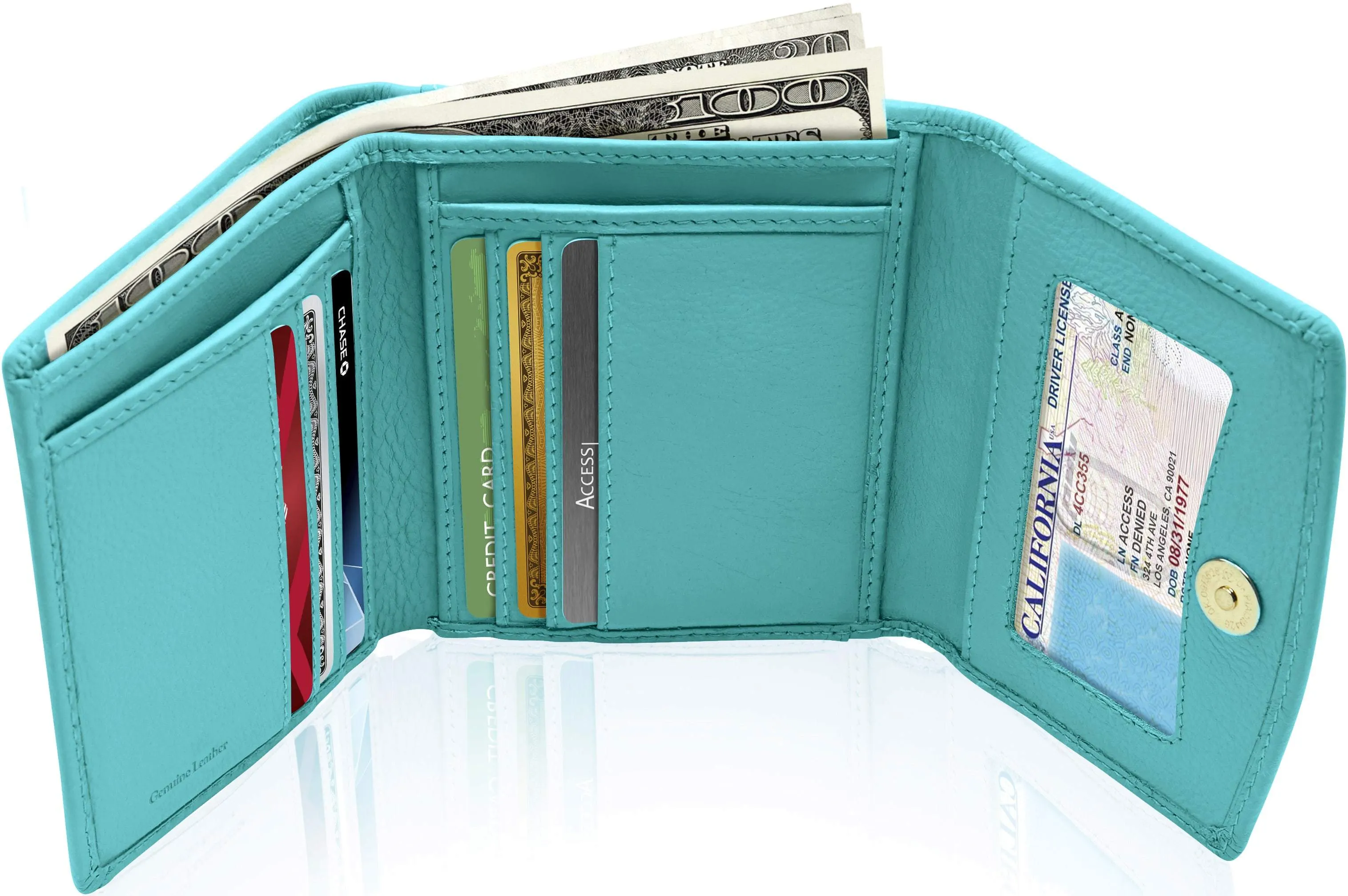 Trifold Coin Wallet with ID Window - Image 8