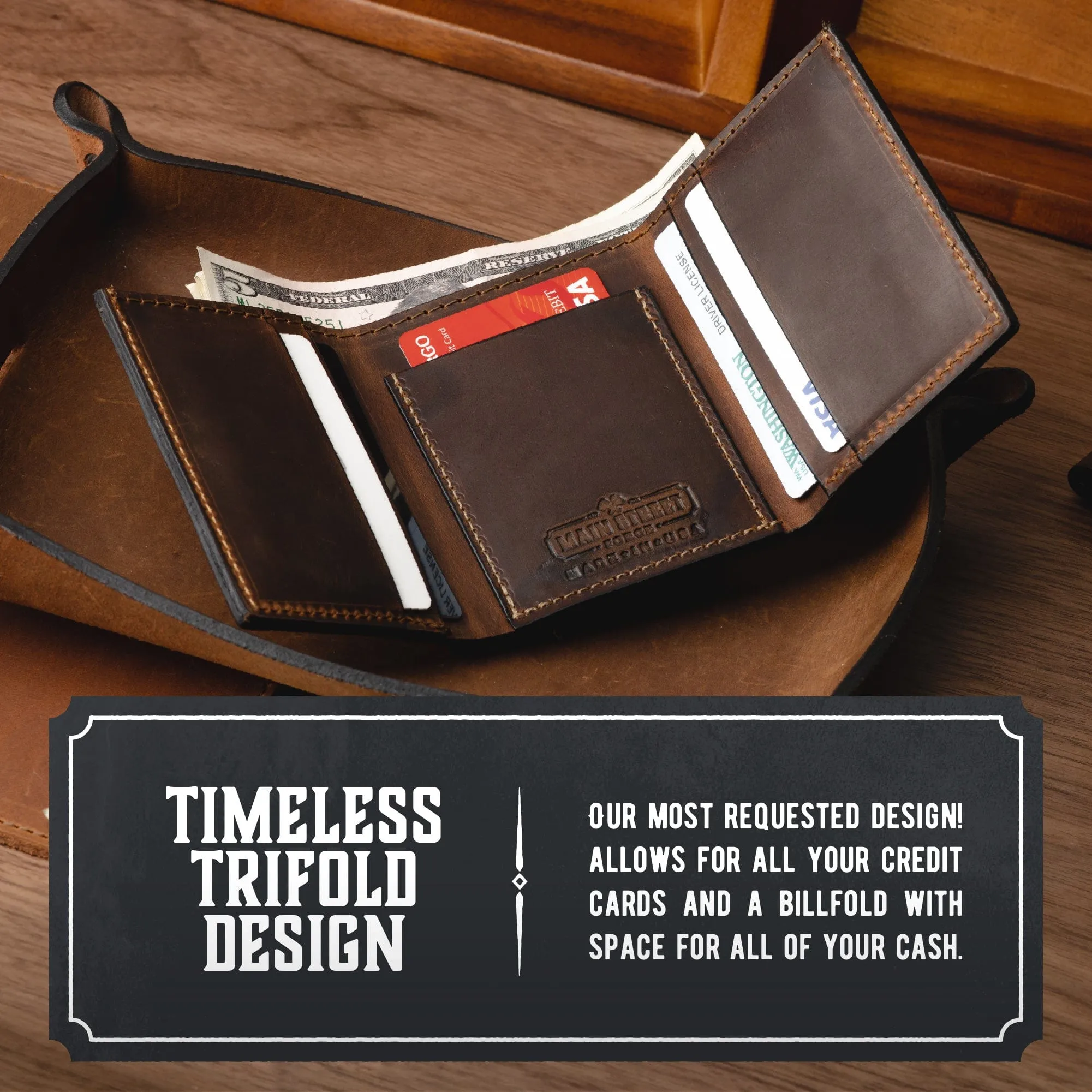Trifold Leather Wallet - Image 2